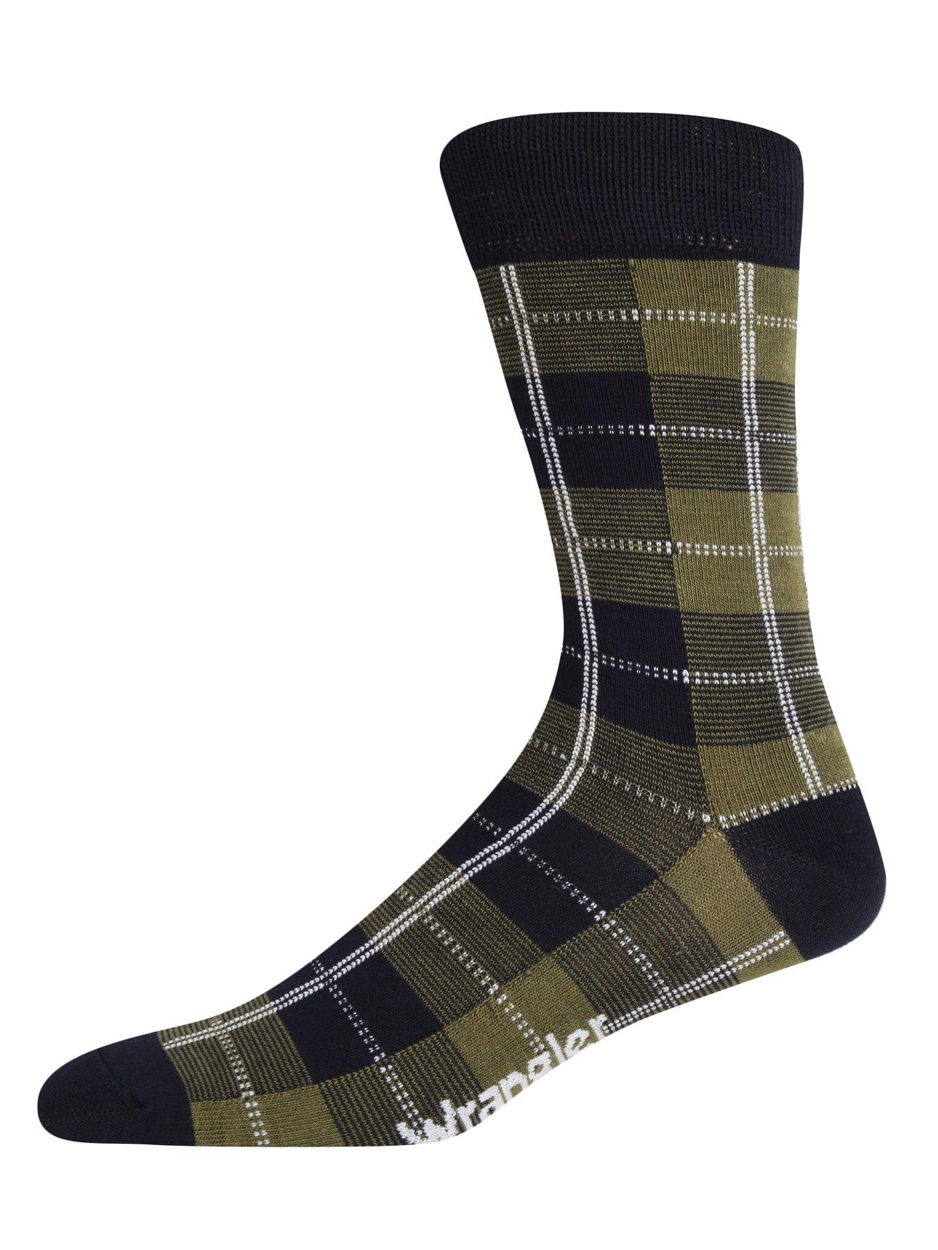  image of wrangler-3-pack-tartan-check-crew-socks-multi