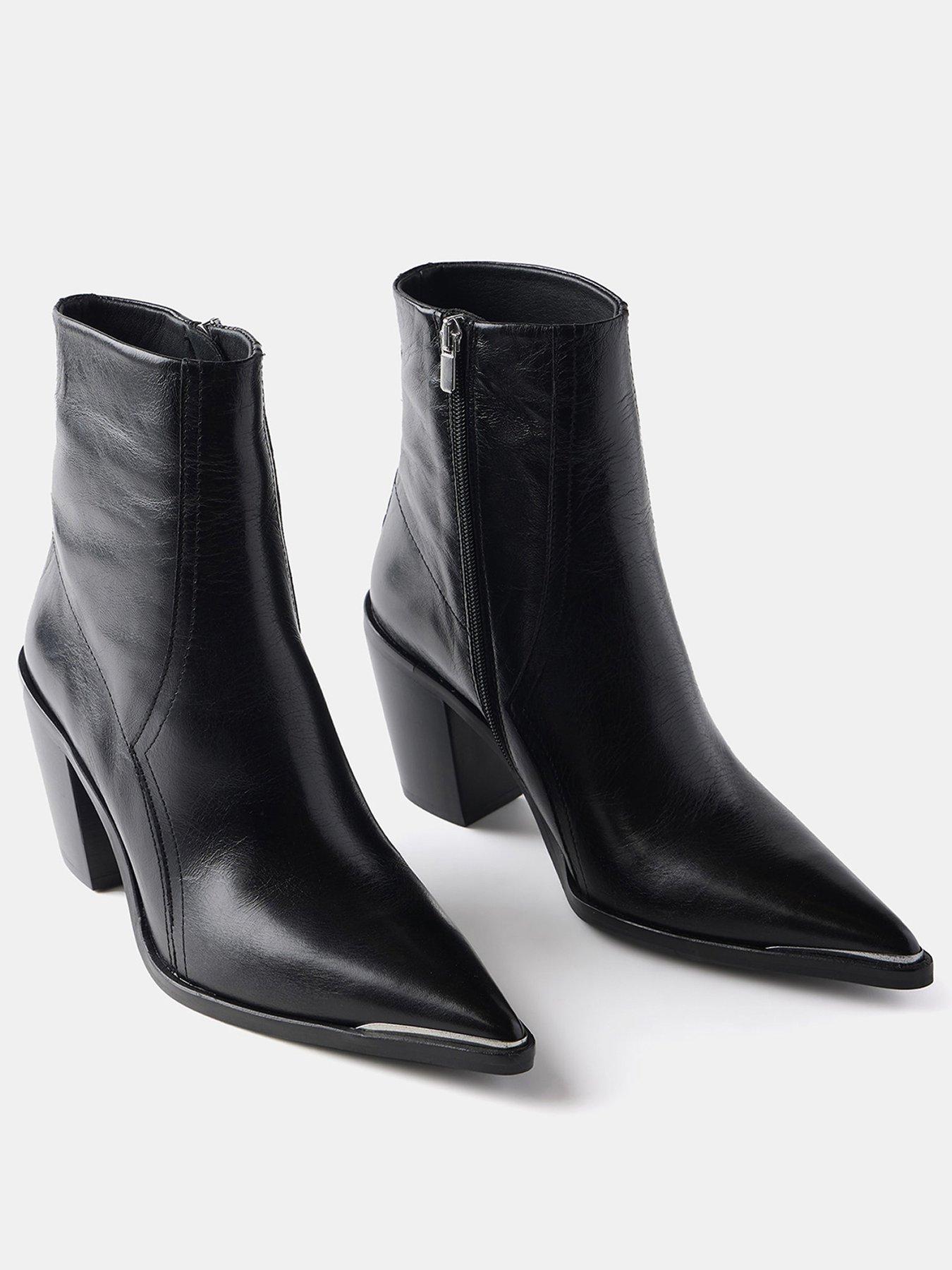  image of mint-velvet-rue-leather-ankle-boot-black