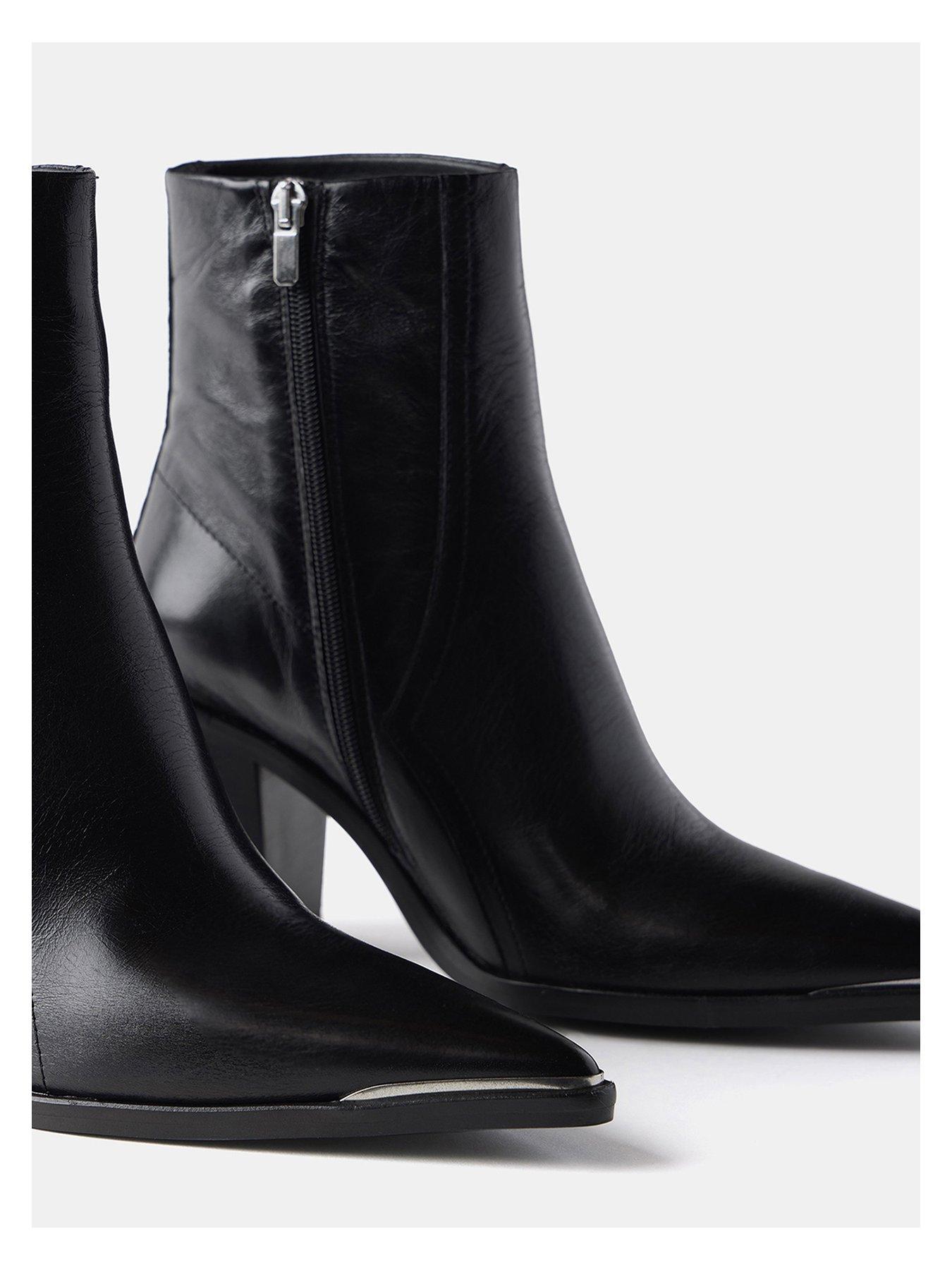  image of mint-velvet-rue-leather-ankle-boot-black