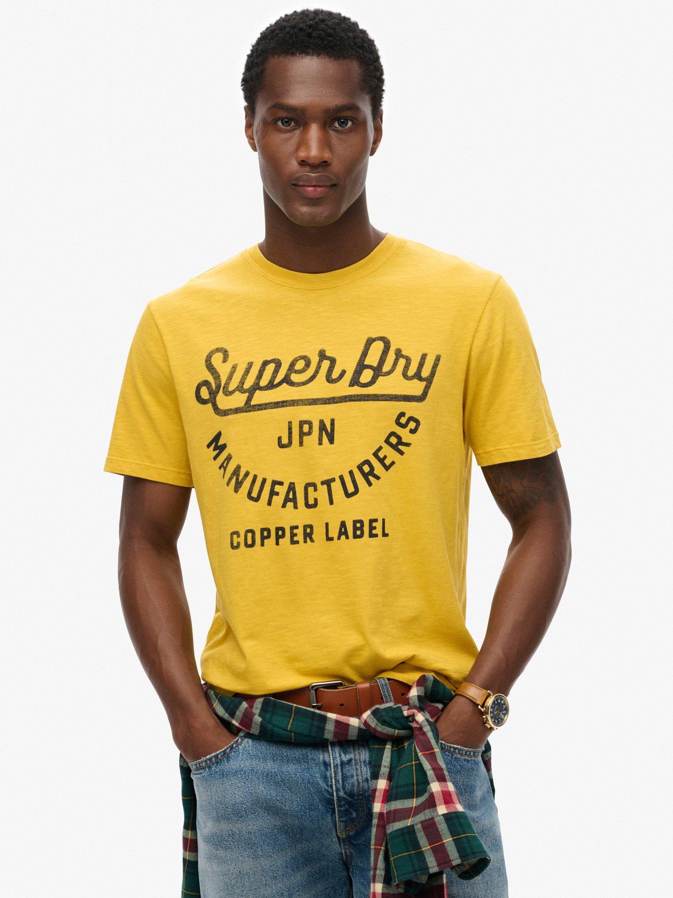  image of superdry-copper-label-script-logo-t-shirt-yellow