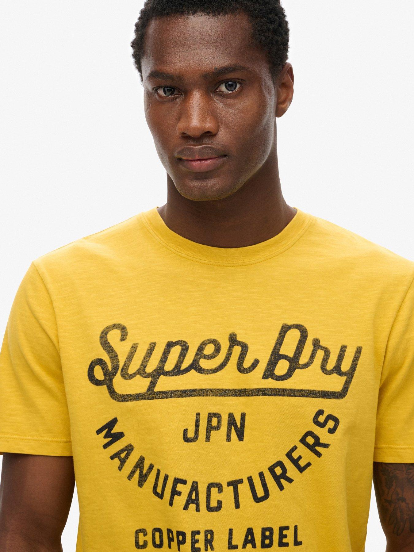  image of superdry-copper-label-script-logo-t-shirt-yellow