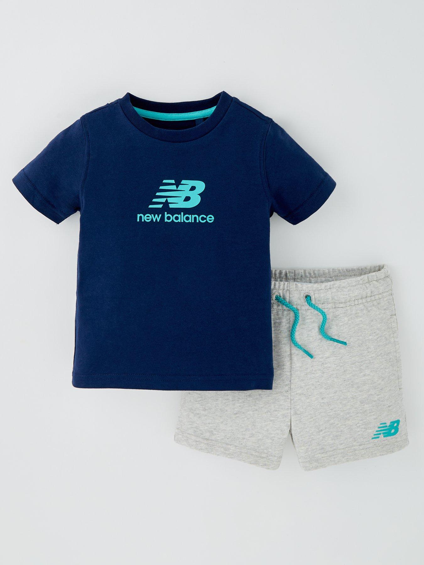  image of new-balance-infants-jersey-tee-and-french-terry-short-set-navy
