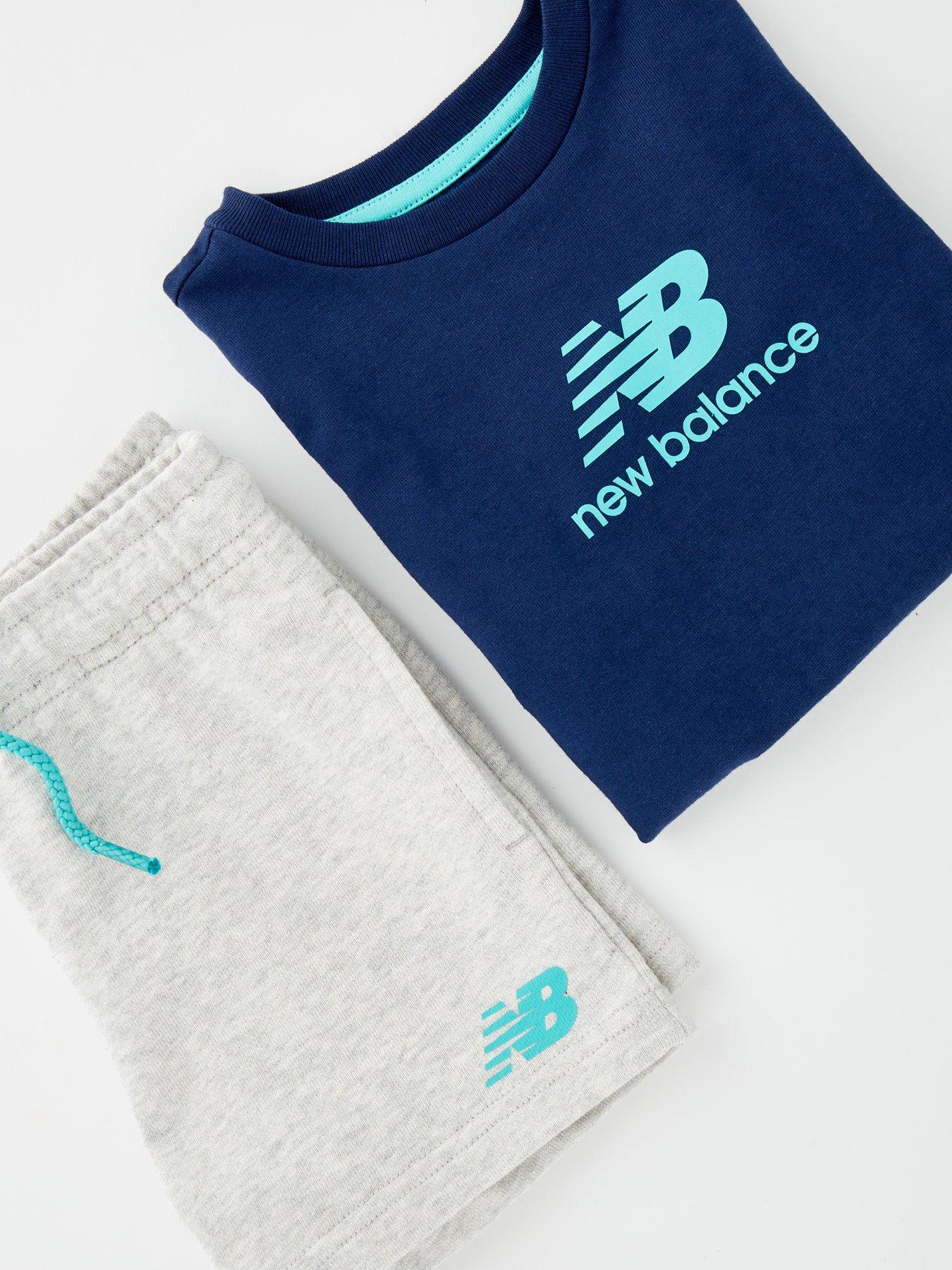  image of new-balance-infants-jersey-tee-and-french-terry-short-set-navy