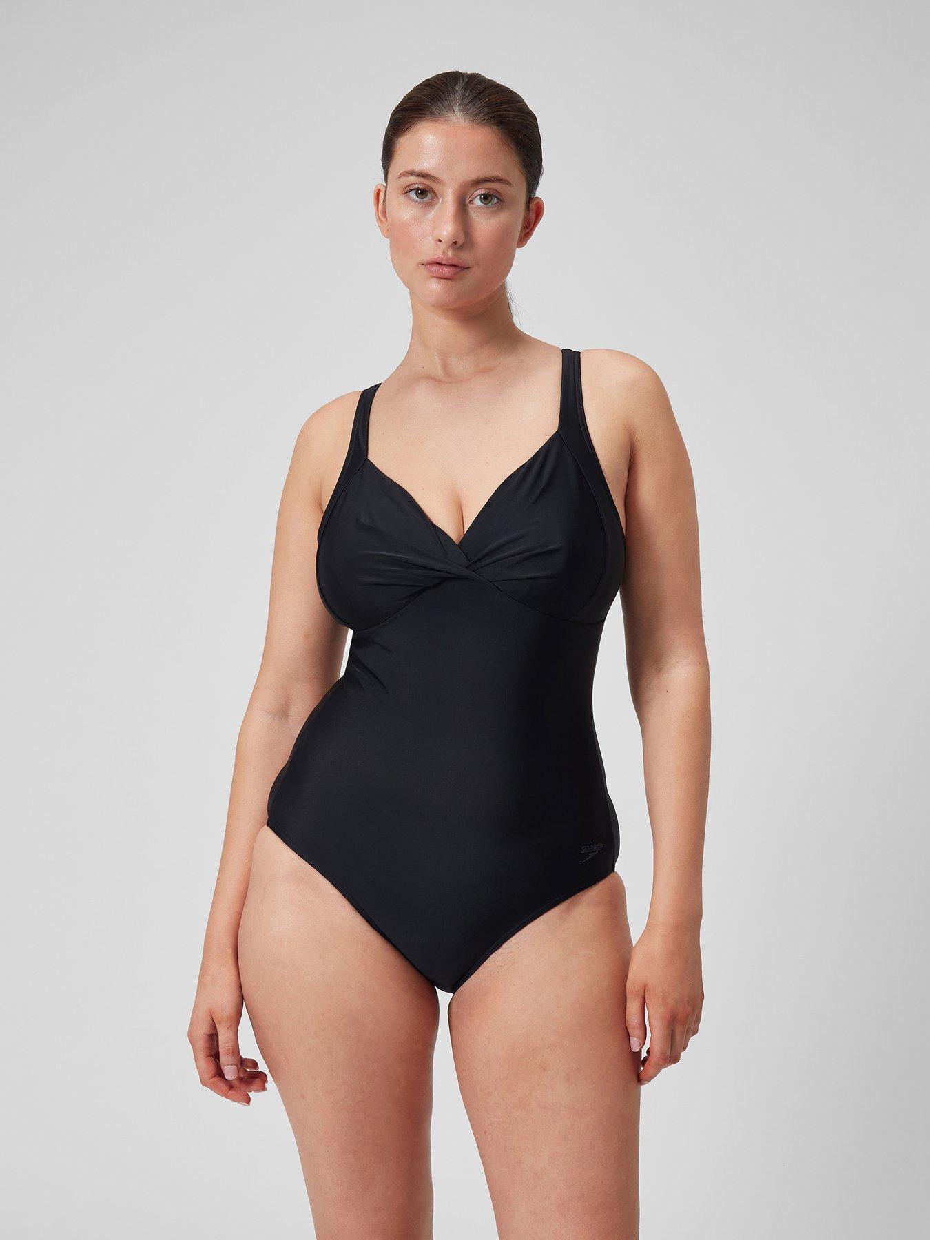 Speedo Womens Shaping Cross Knot 1 Piece Black littlewoods