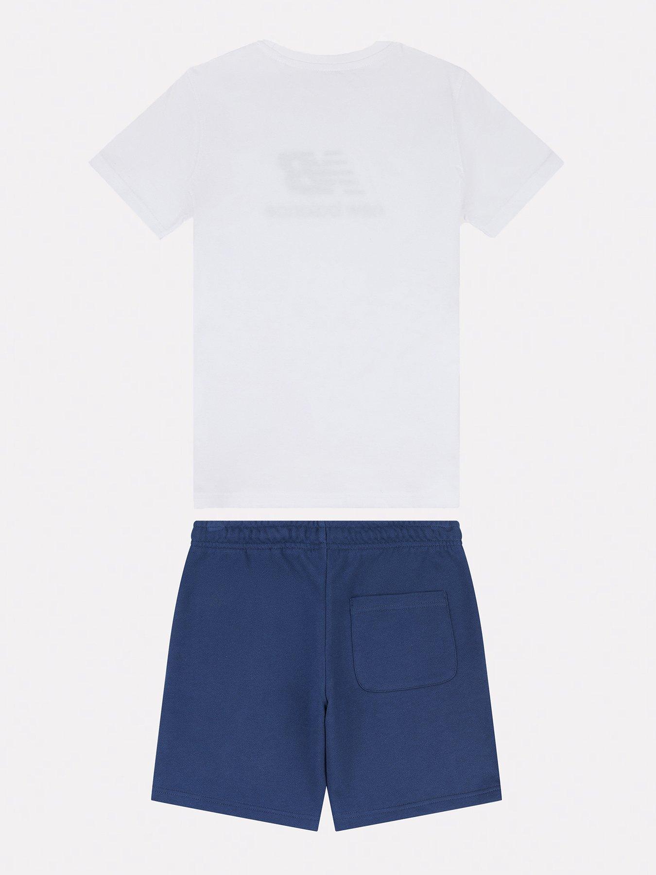  image of new-balance-kids-stacked-logo-tee-lb-short-set-white