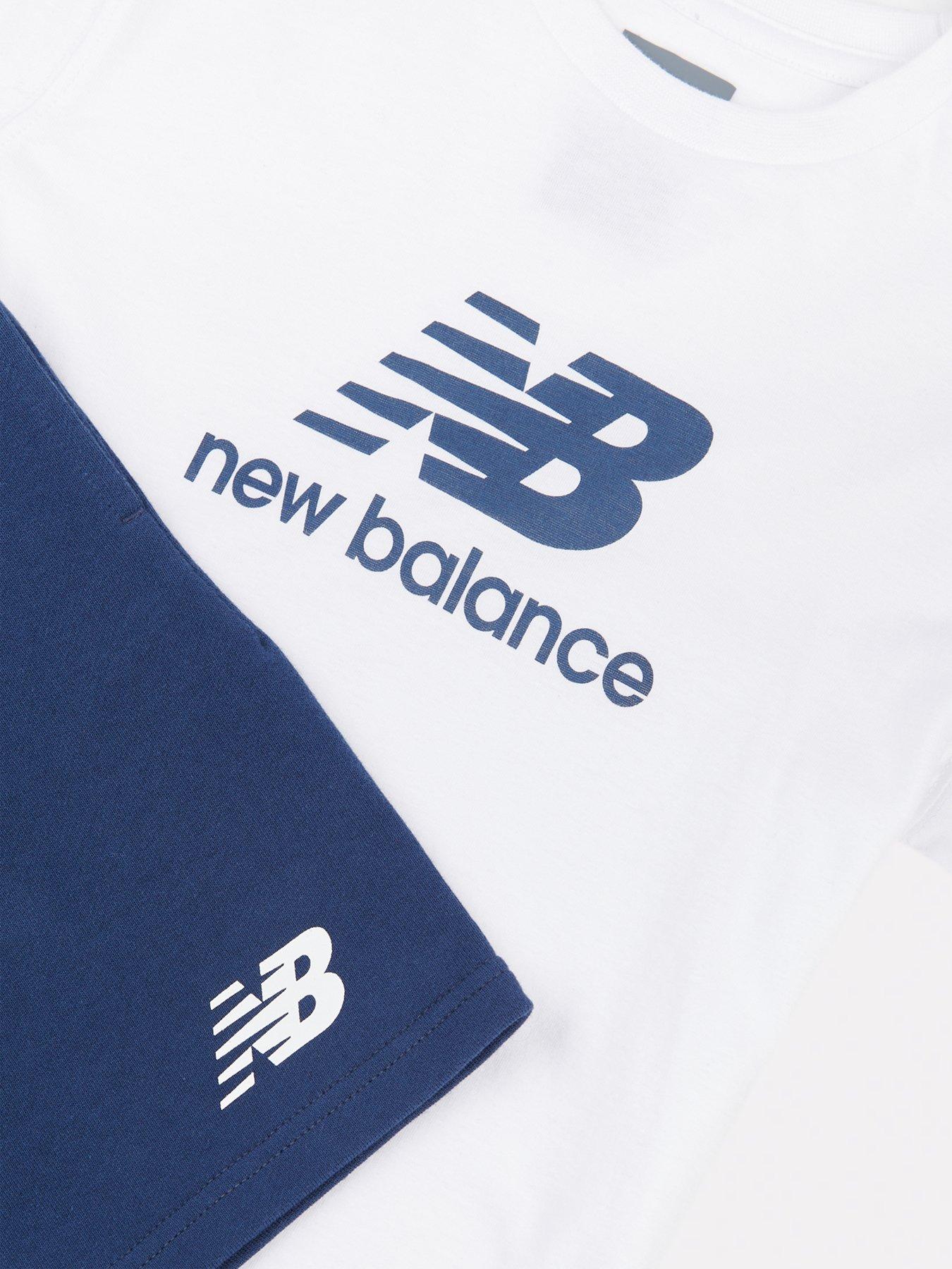  image of new-balance-kids-stacked-logo-tee-lb-short-set-white