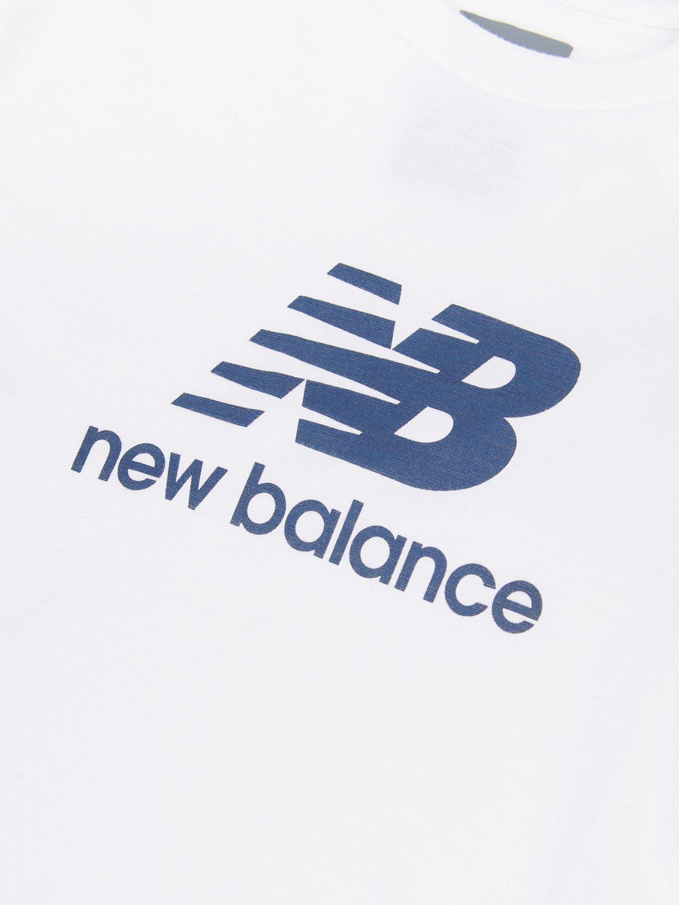  image of new-balance-kids-stacked-logo-tee-lb-short-set-white