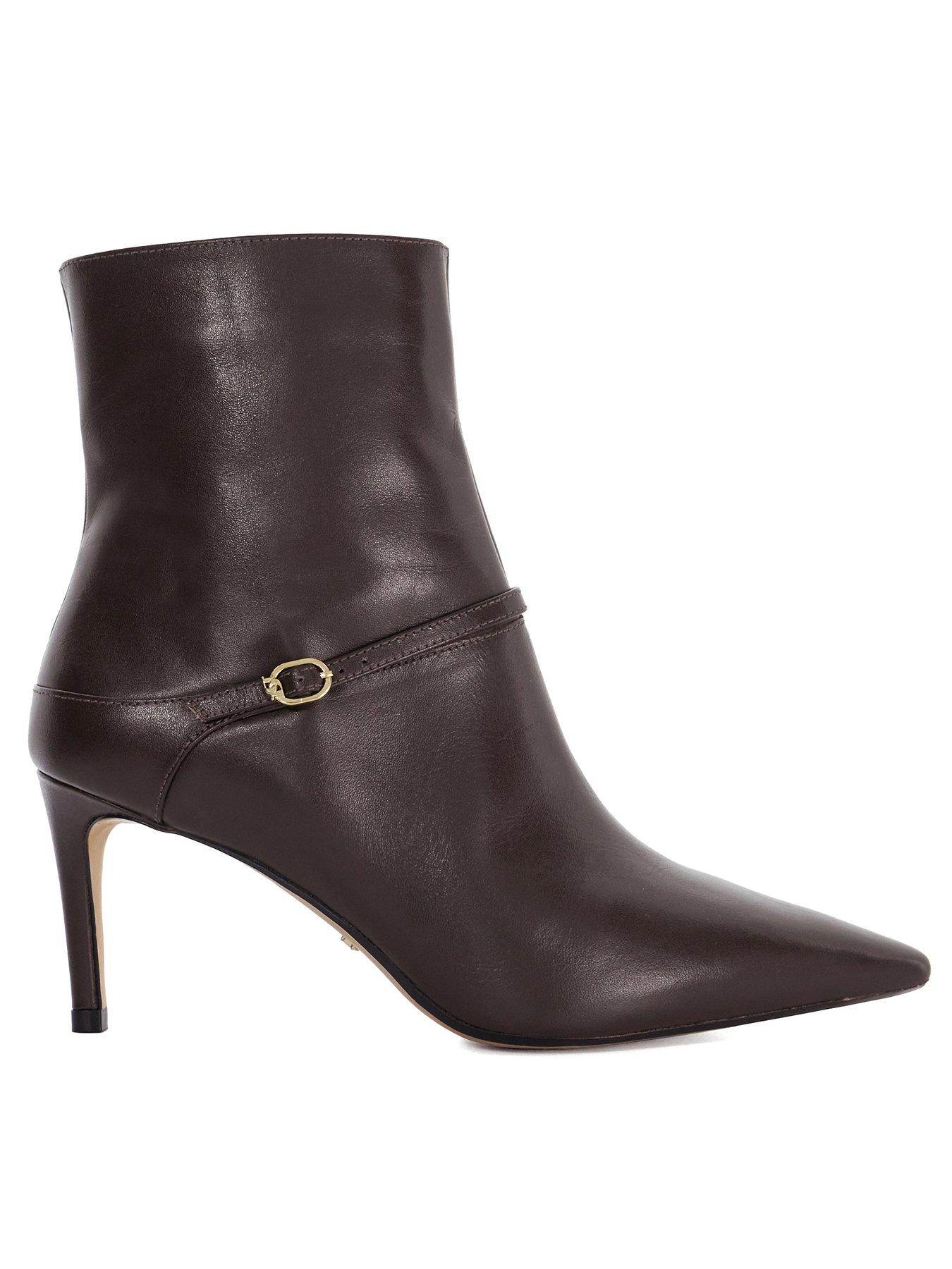 undefined Olene Buckle Detail Heeled Boot - Dark Red