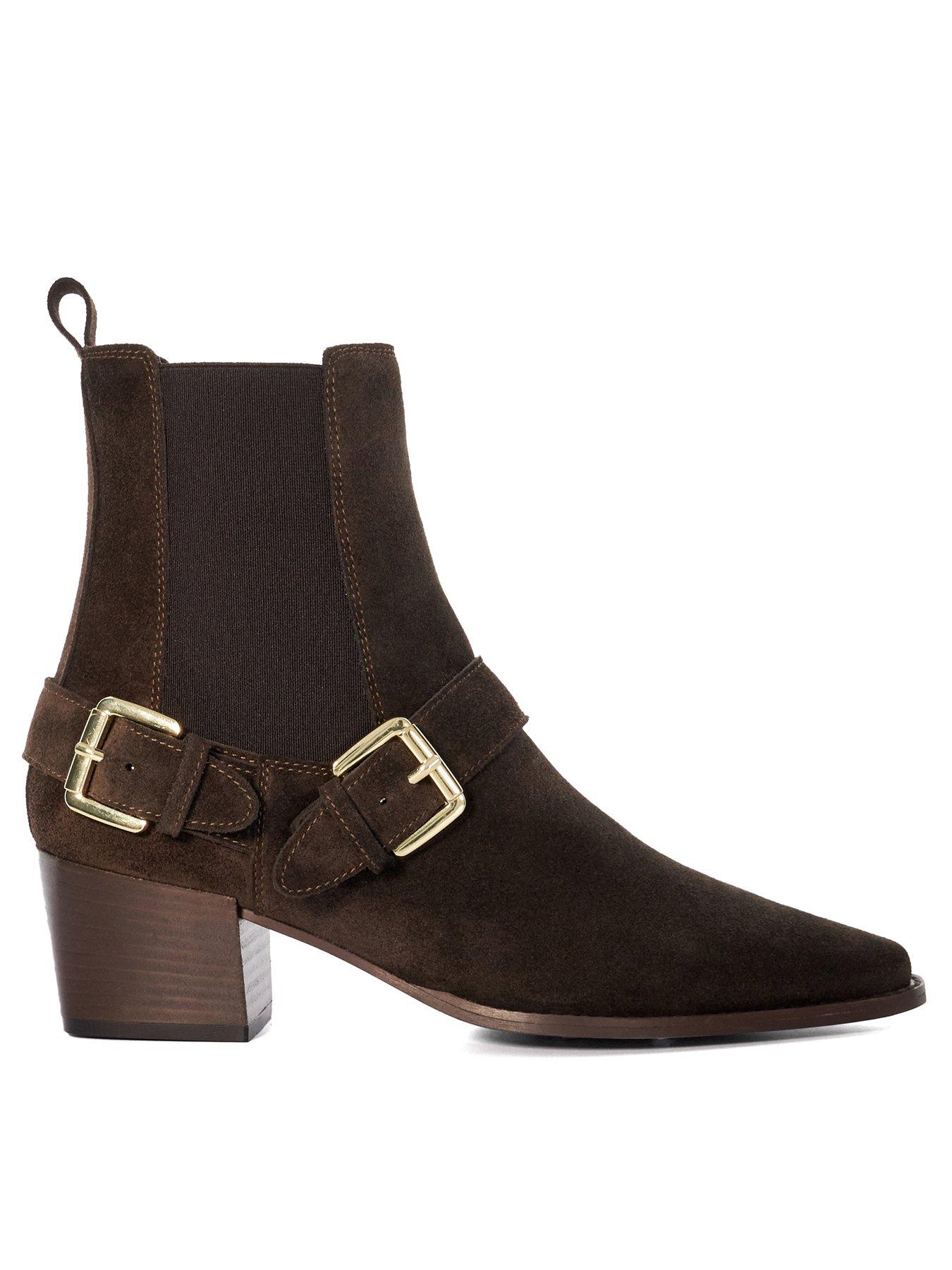 undefined Panino Buckle Detail Suede Western Boot - Brown