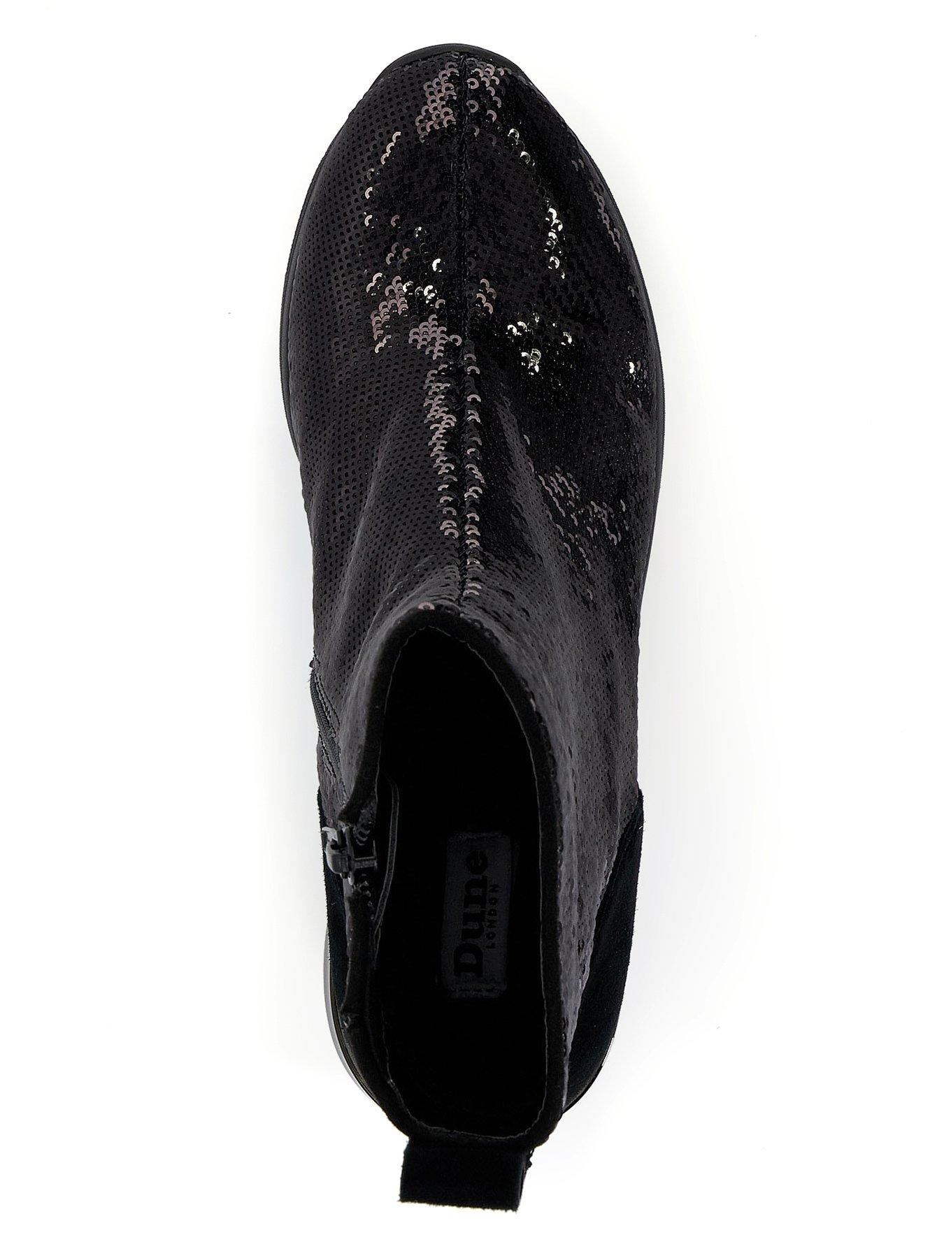  image of dune-london-effective-2-sequined-wedge-heeled-trainers-black