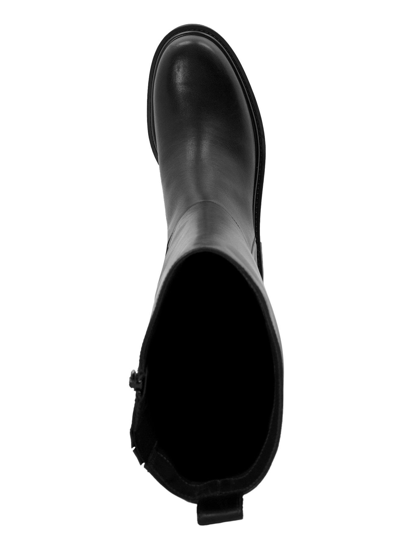  image of dune-london-tilings-leather-chunky-knee-high-boot-black