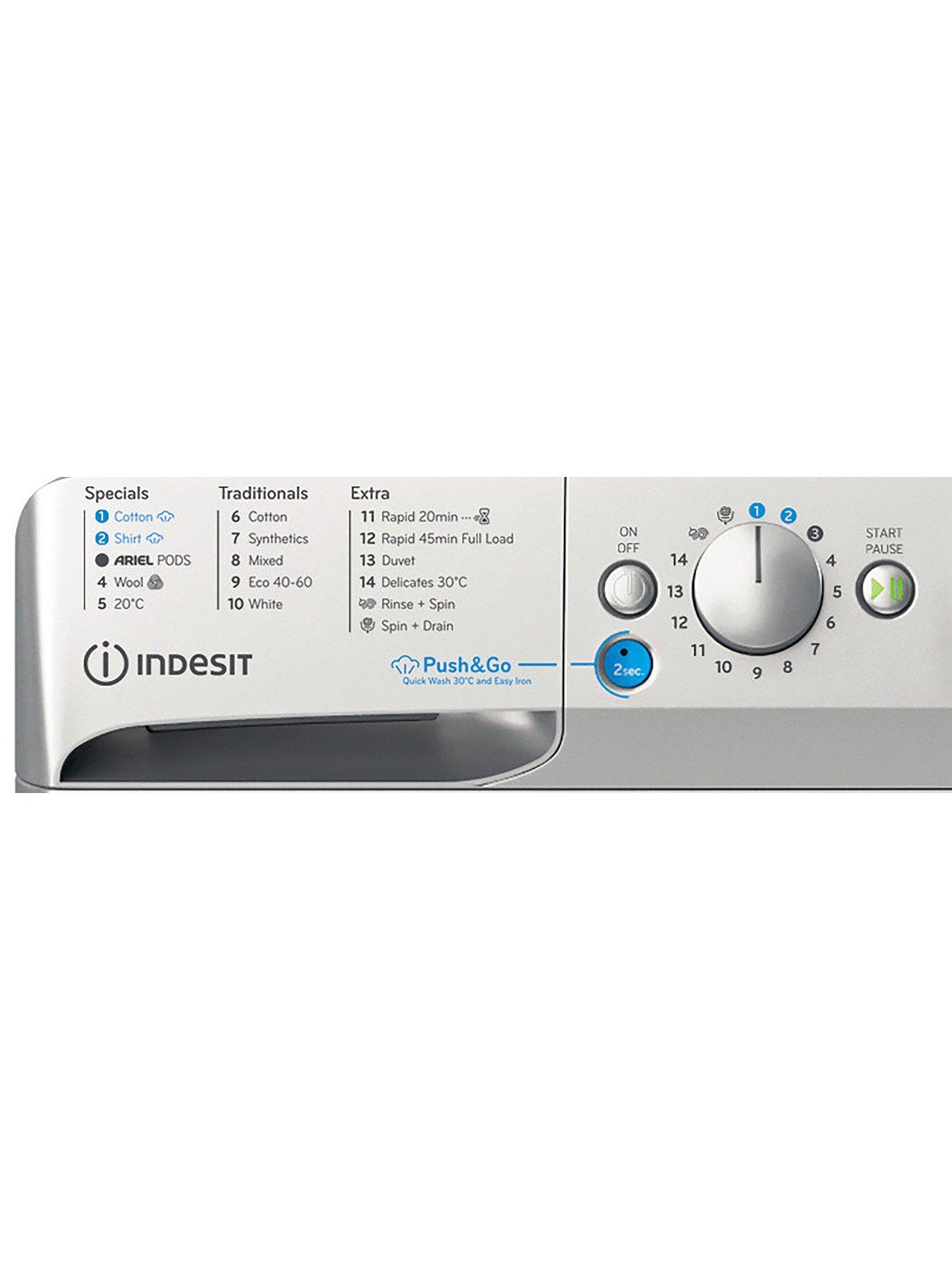  image of indesit-innex-steam-pushampgo-bwe91496xsvuk-9kg-washing-machine-silver