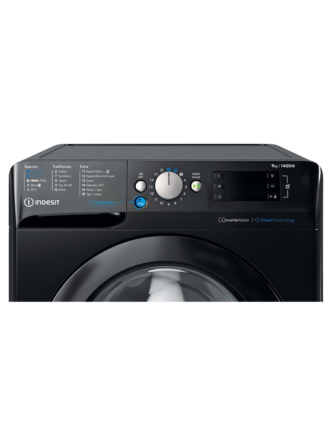 Indesit Innex Steam Push&Go BWE91496XKVUK 9kg Washing Machine - Black ...