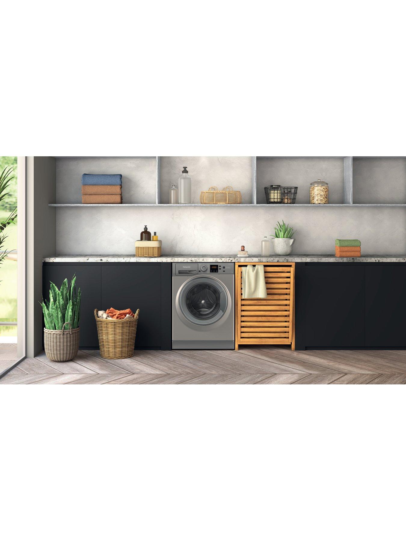  image of hotpoint-anti-stain-nswm7469gguk-7kg-load-1400-spinnbspwashing-machine-graphite