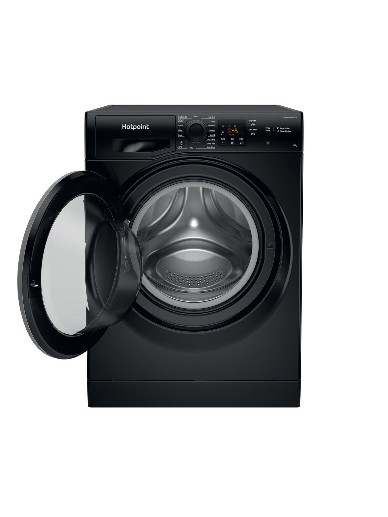  image of hotpoint-anti-stain-nswm846bsuk-8kg-load-1400-spinnbspwashing-machine-black-a-rated