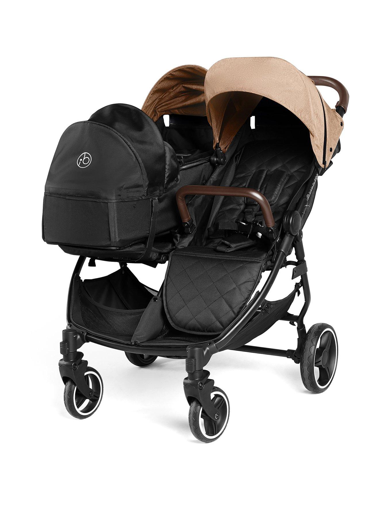 Ickle Bubba Venus Prime Double Stroller - Black / Biscuit / Tan