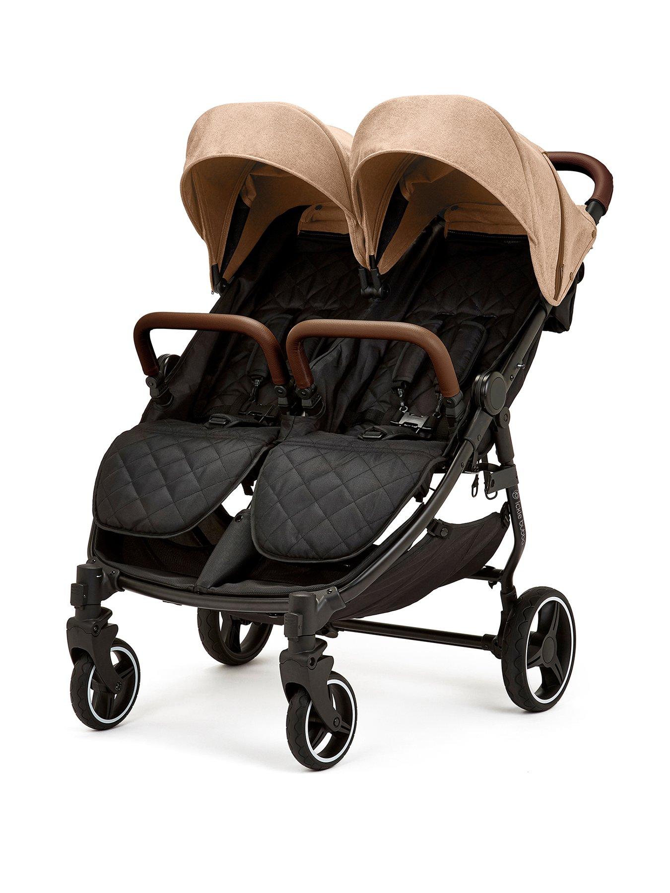 Image 2 of 7 of Ickle Bubba Venus Prime Double Stroller - Black / Biscuit / Tan