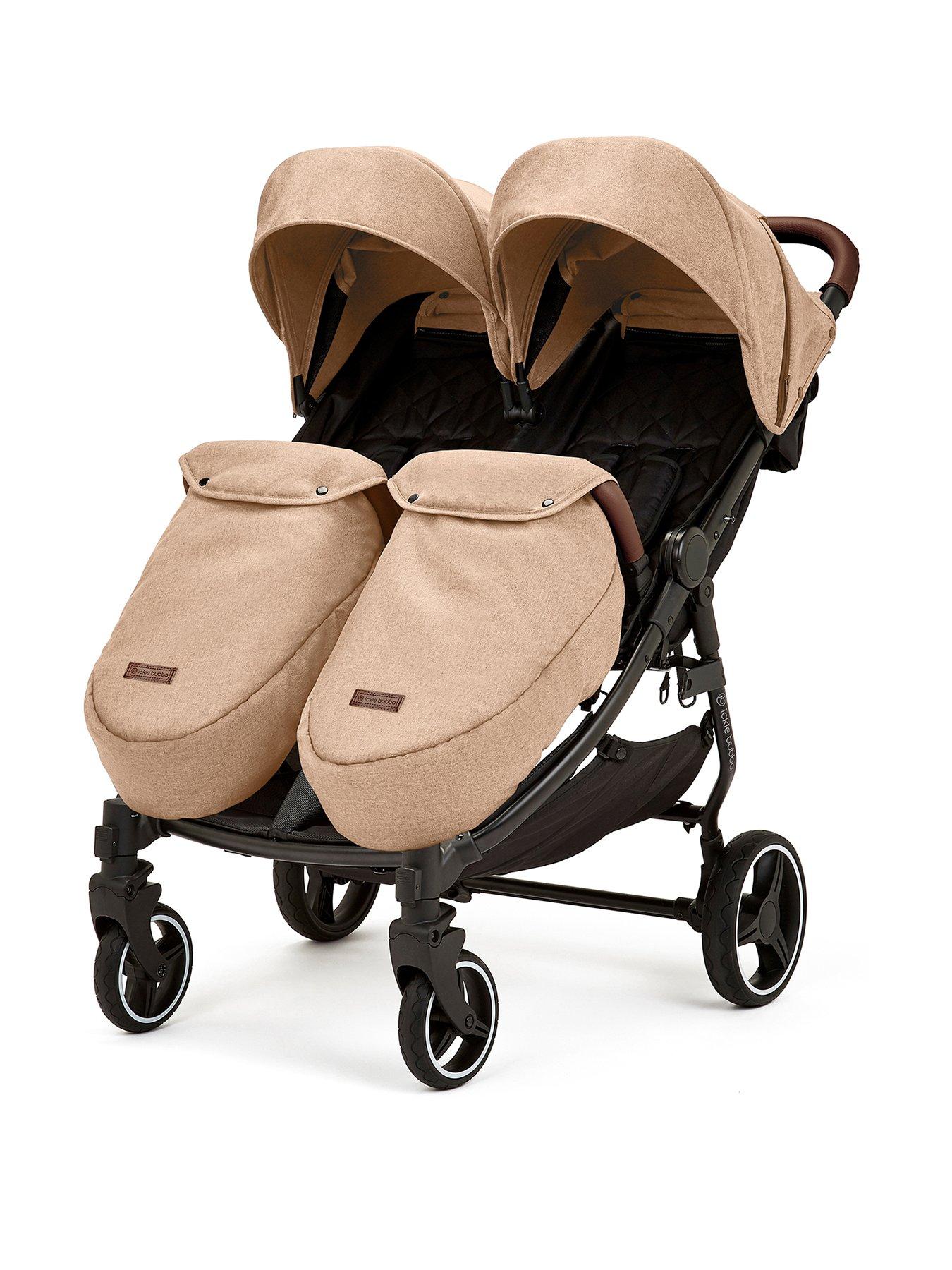 Image 3 of 7 of Ickle Bubba Venus Prime Double Stroller - Black / Biscuit / Tan