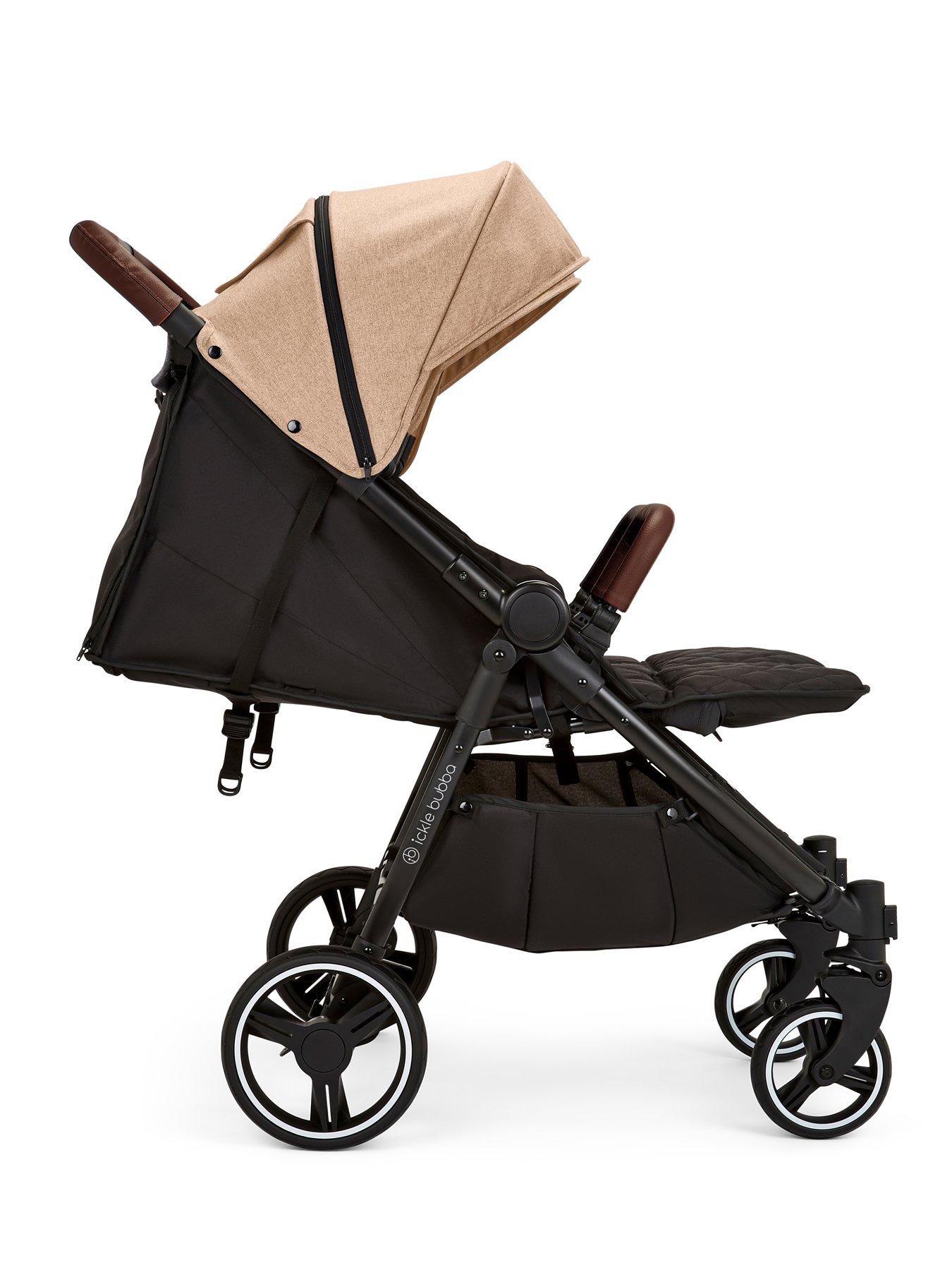 Image 4 of 7 of Ickle Bubba Venus Prime Double Stroller - Black / Biscuit / Tan