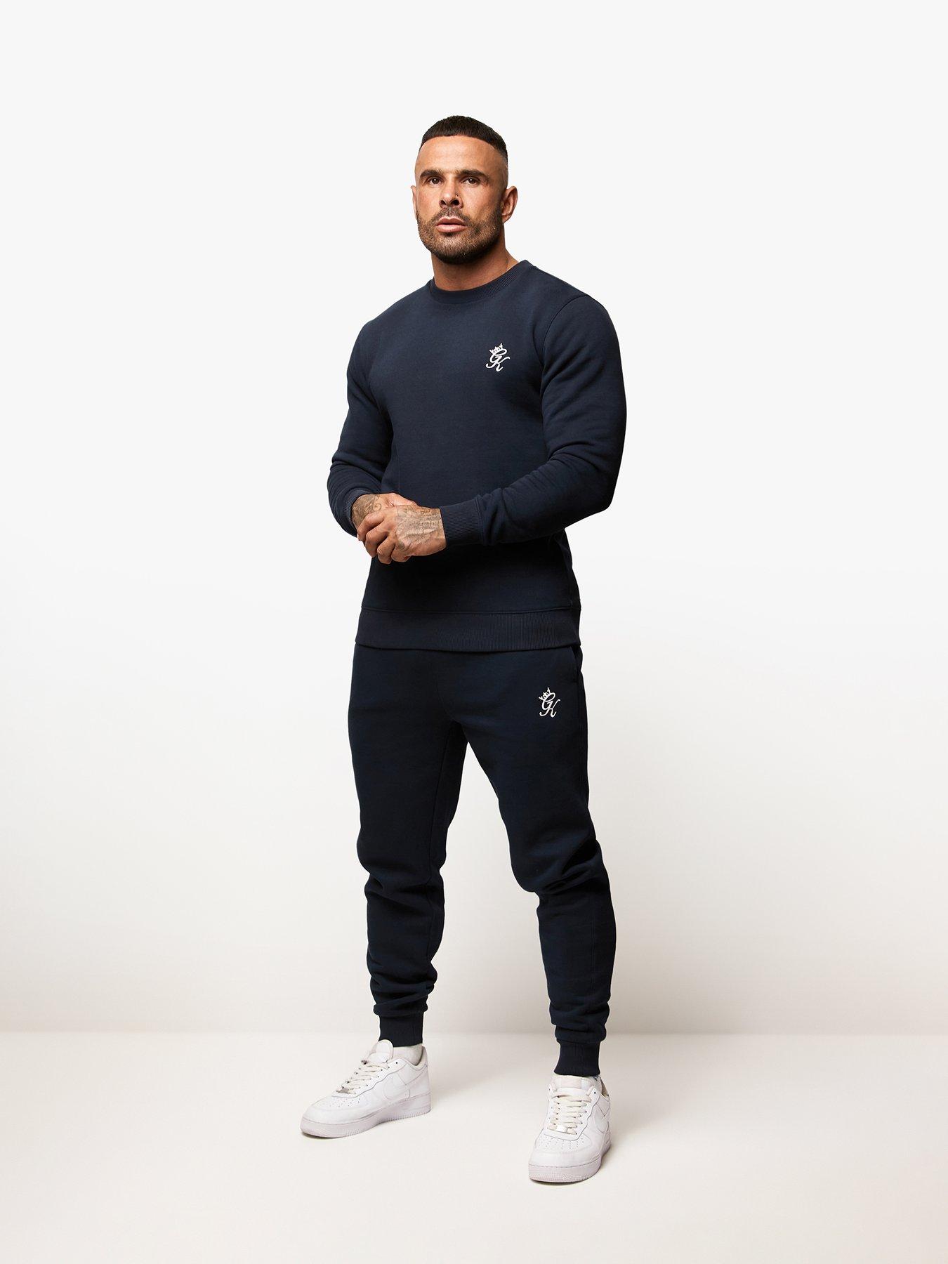  image of gym-king-mens-fundamental-fleece-crew-top-navy