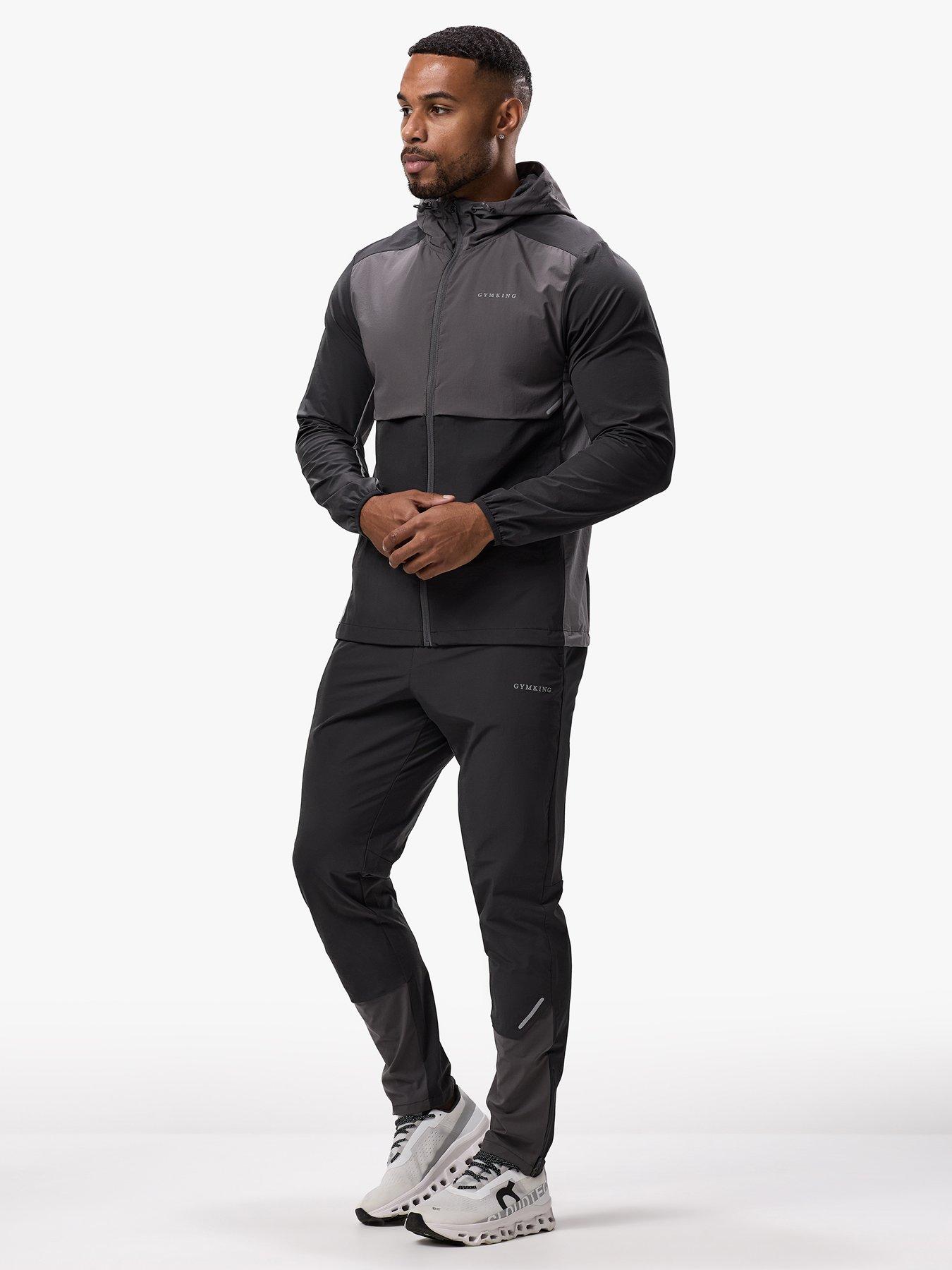  image of gym-king-mens-advance-tracksuit-bottoms-blackfossil-grey