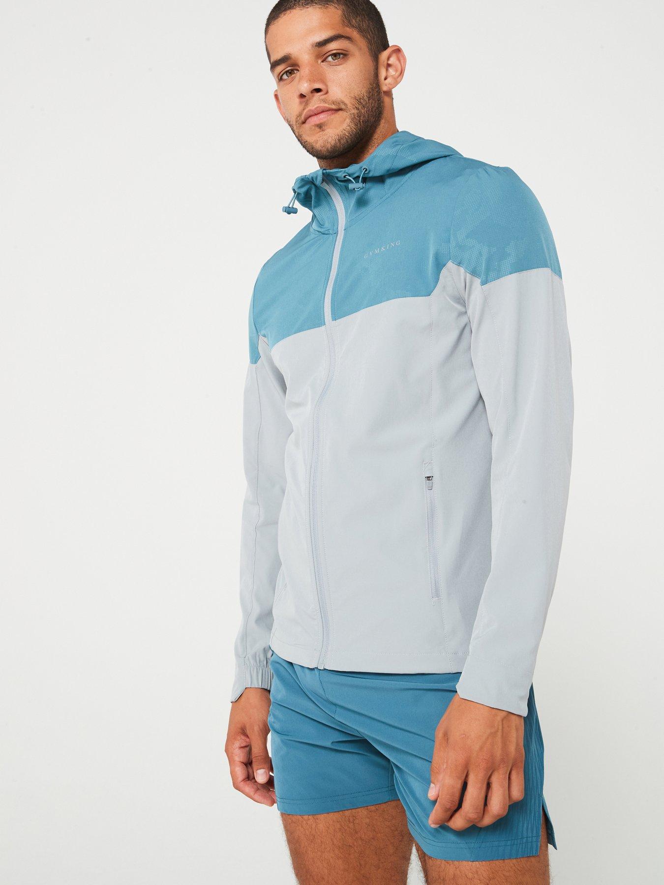  image of gym-king-mens-debossed-camo-woven-hood-cloudy-greylake-blue
