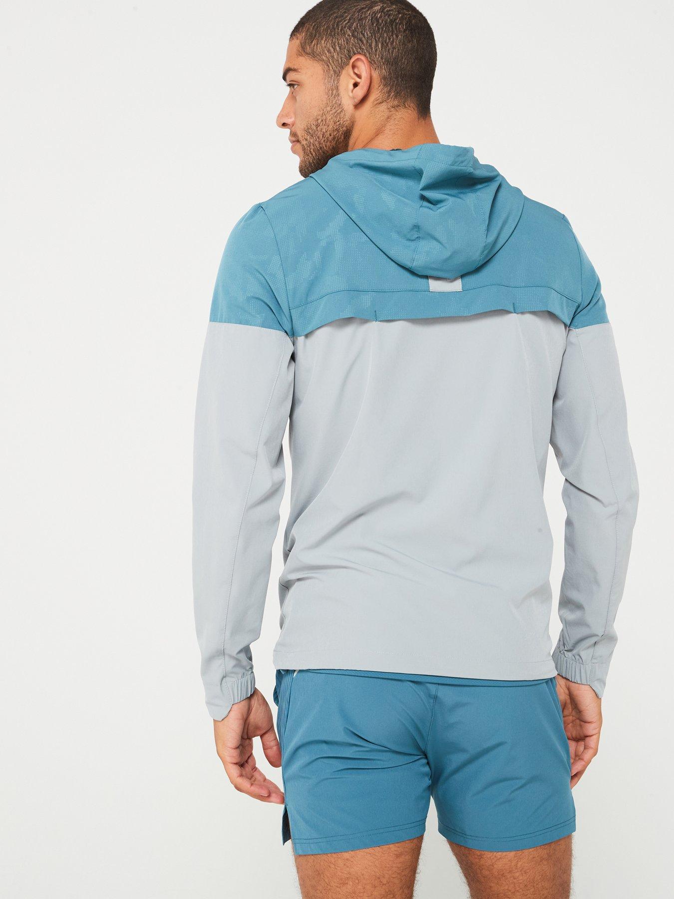  image of gym-king-mens-debossed-camo-woven-hood-cloudy-greylake-blue