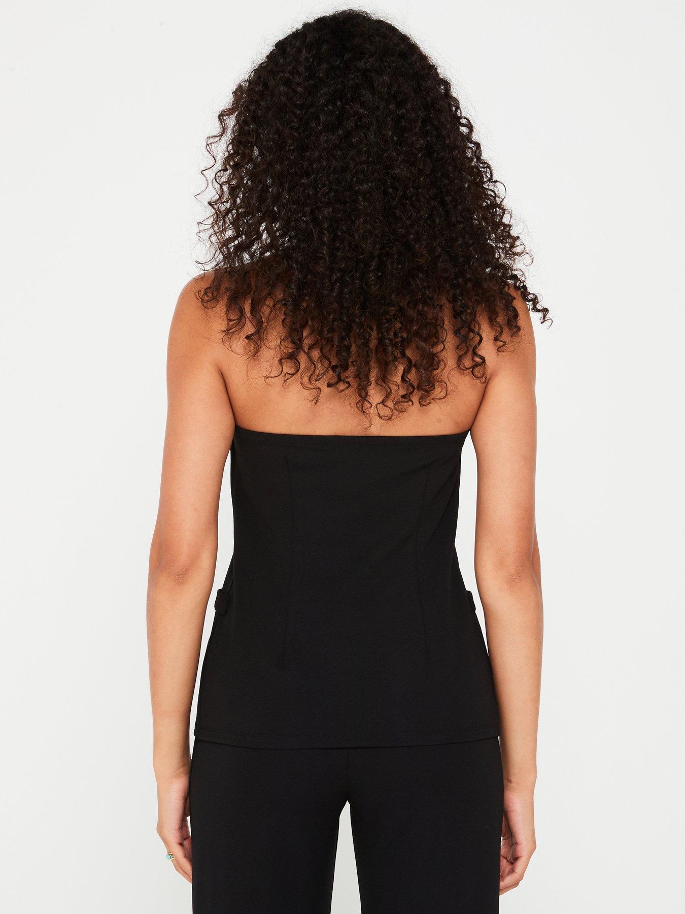 Image 2 of 5 of V by Very Button Up Bandeau Top Co-Ord - Black