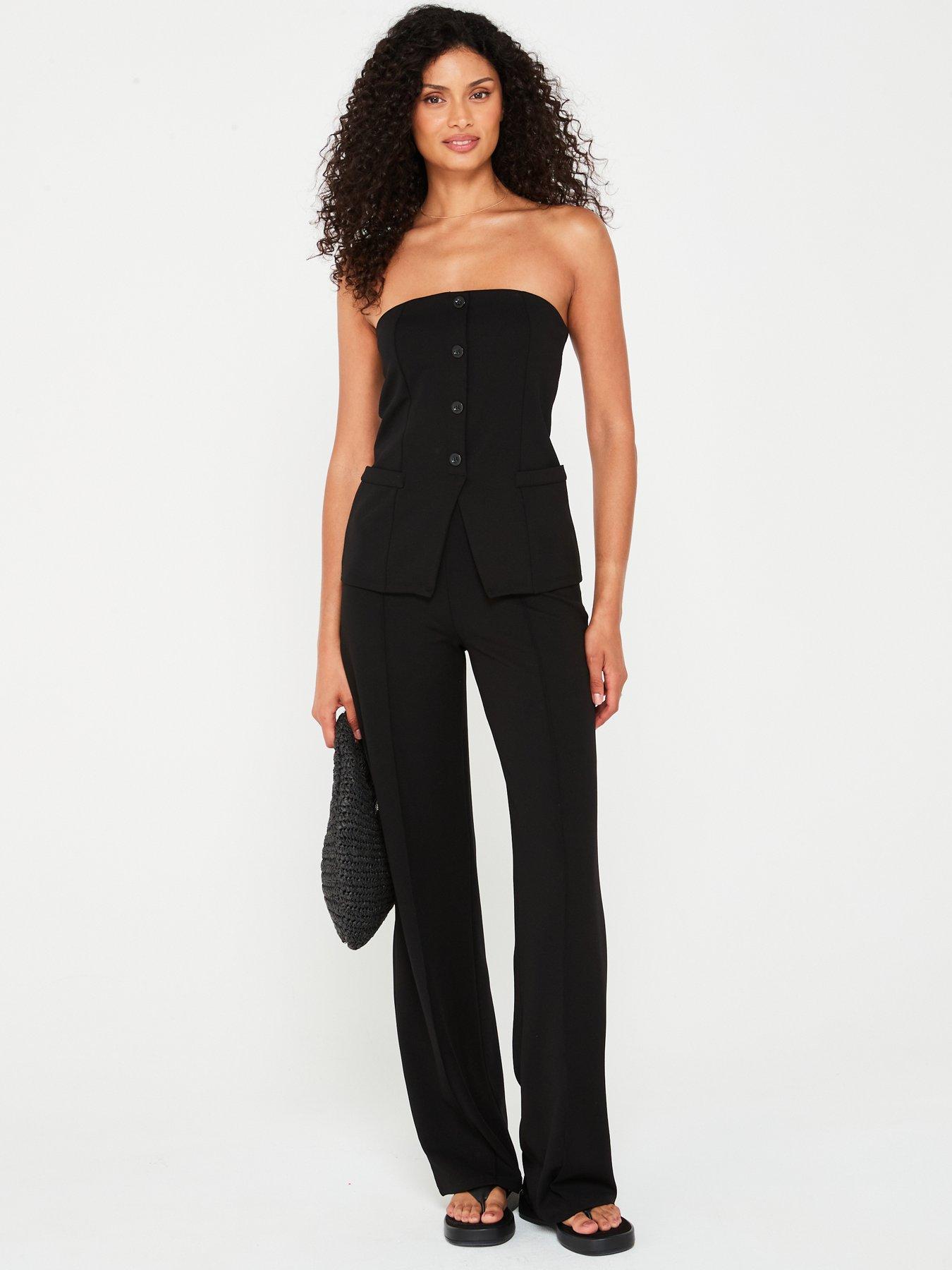 Image 5 of 5 of V by Very Button Up Bandeau Top Co-Ord - Black