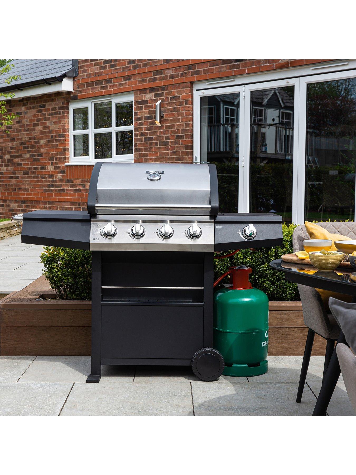  image of zanussi-zgbbq4b01-c-4-burner-gas-bbq-with-side-burner-and-cover-in-black-and-stainless-steel