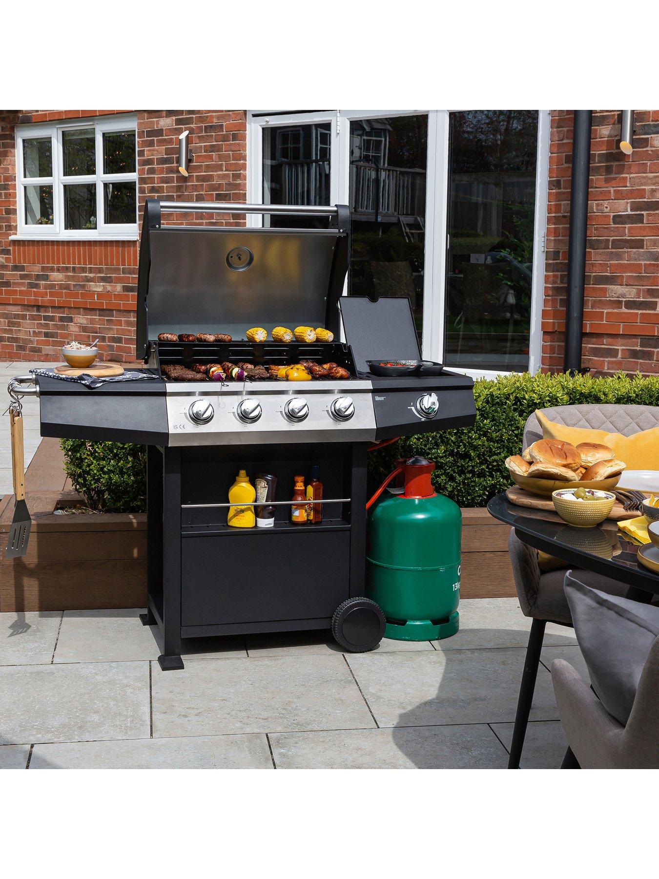 image of zanussi-zgbbq4b01-c-4-burner-gas-bbq-with-side-burner-and-cover-in-black-and-stainless-steel
