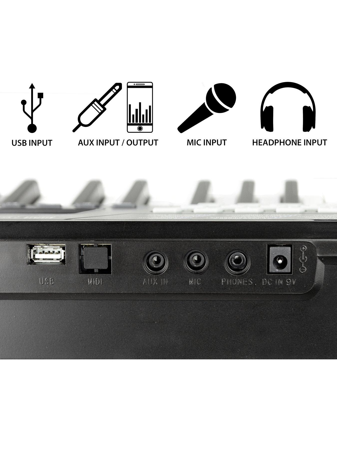  image of rockjam-61-keynbspkeyboard-super-kit-with-bluetooth-connectionnbspstand-stool-and-headset