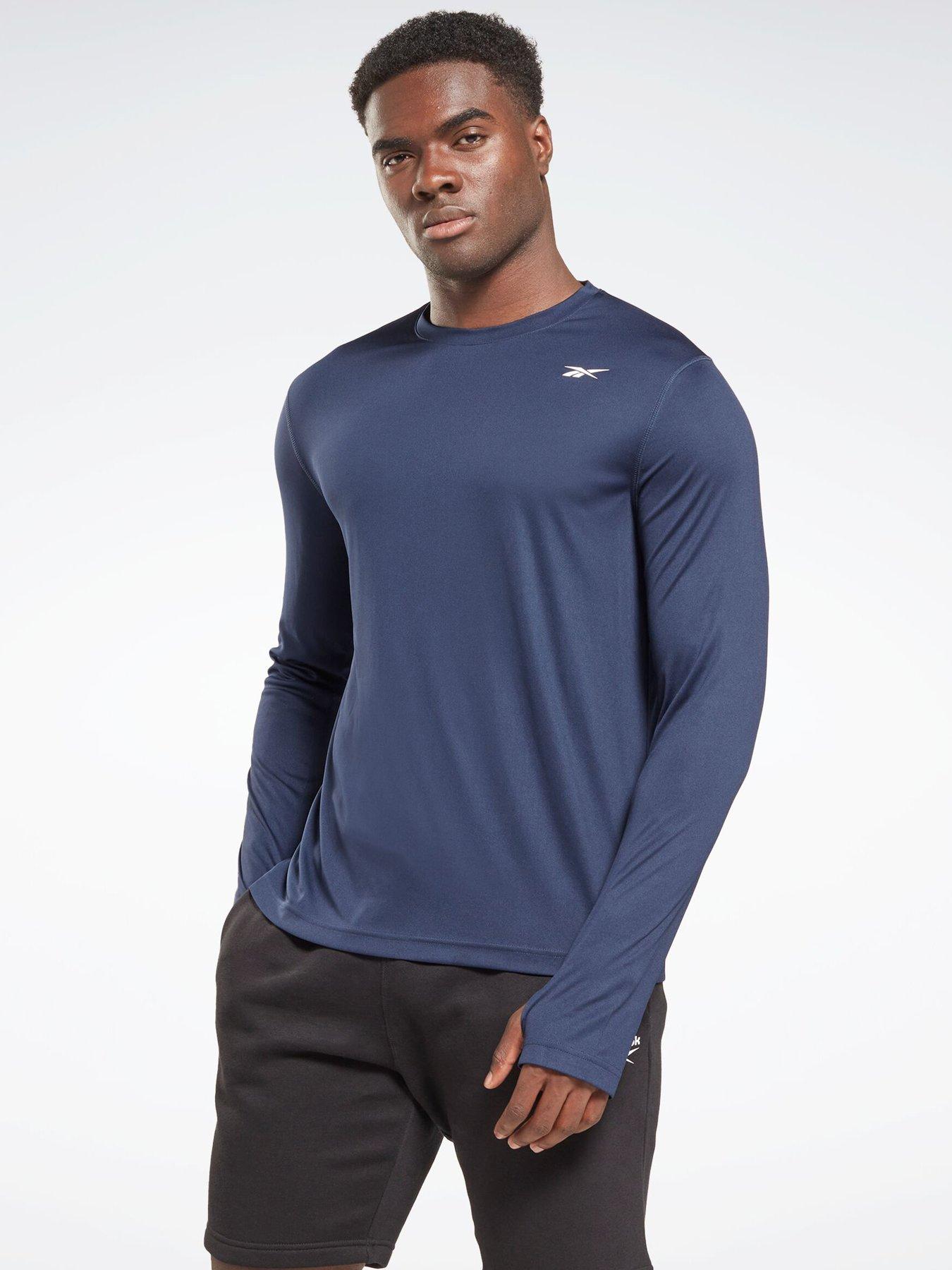  image of reebok-mens-training-train-long-sleeve-tech-t-shirt-navy