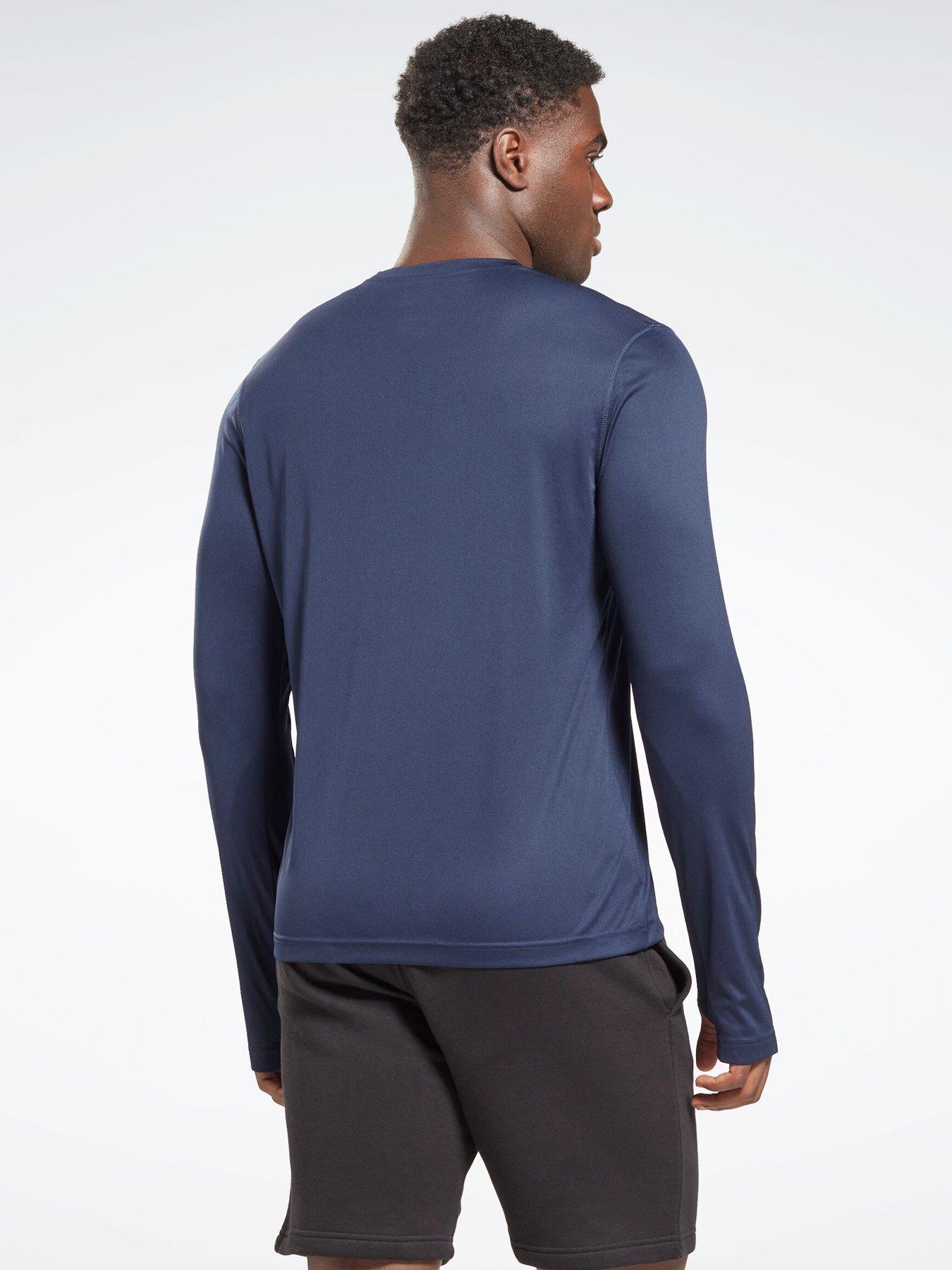  image of reebok-mens-training-train-long-sleeve-tech-t-shirt-navy