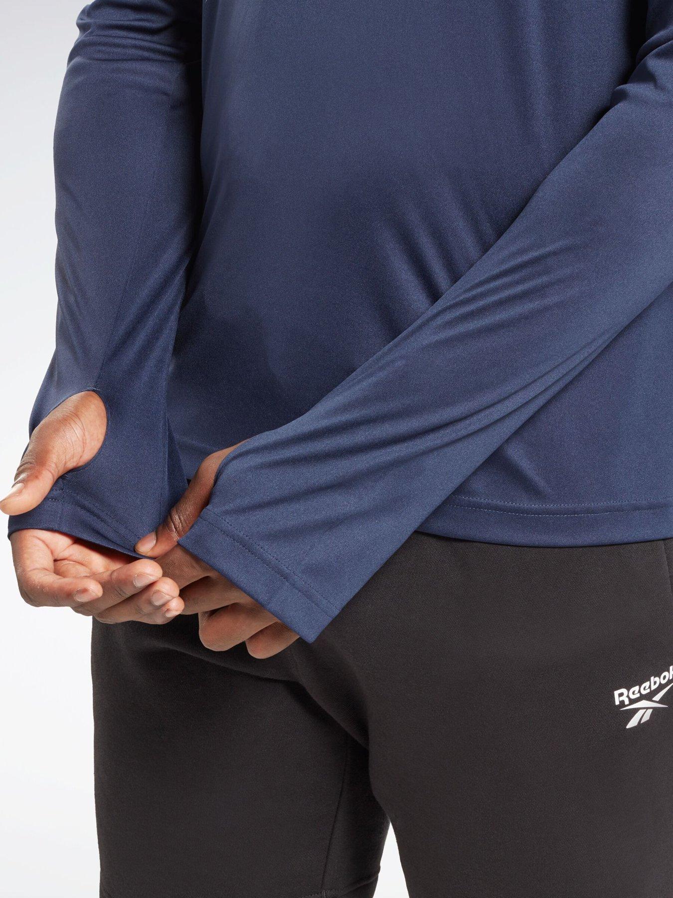  image of reebok-mens-training-train-long-sleeve-tech-t-shirt-navy