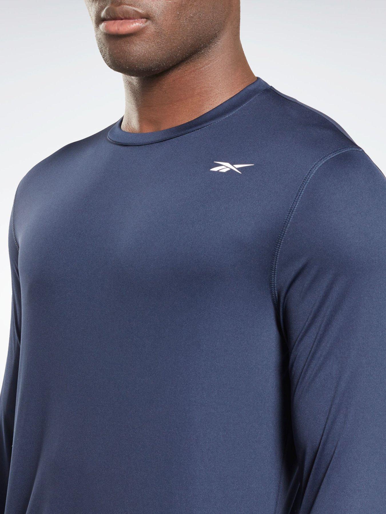  image of reebok-mens-training-train-long-sleeve-tech-t-shirt-navy