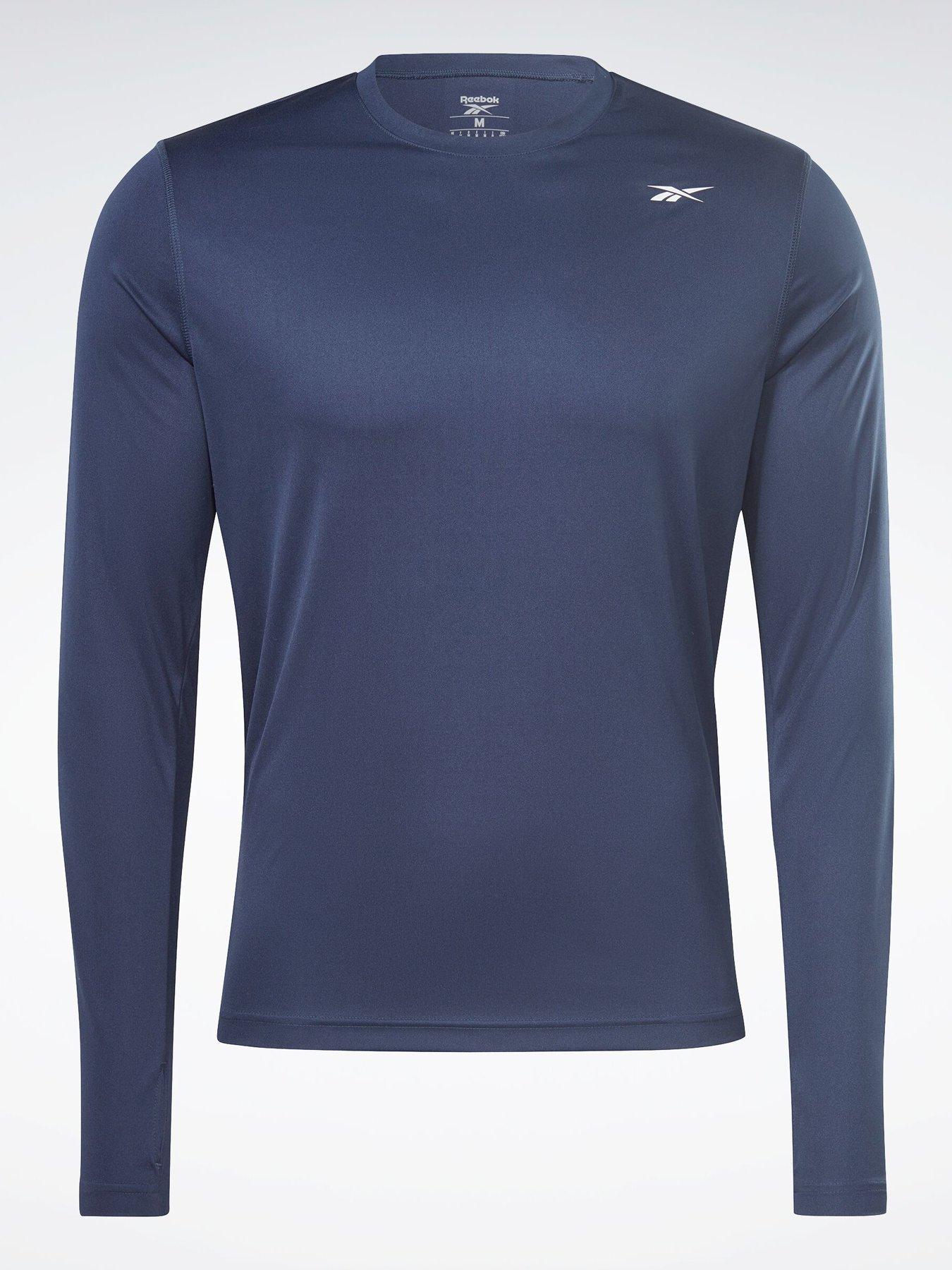  image of reebok-mens-training-train-long-sleeve-tech-t-shirt-navy