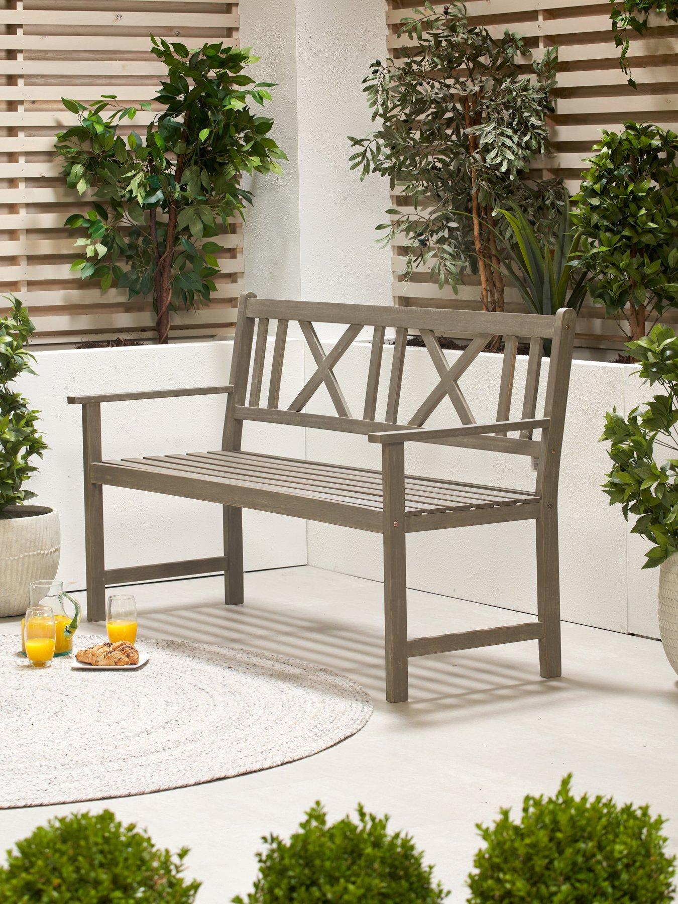 undefined Cambridge Antique Grey Outdoor 3 Seater Acacia Wood Bench