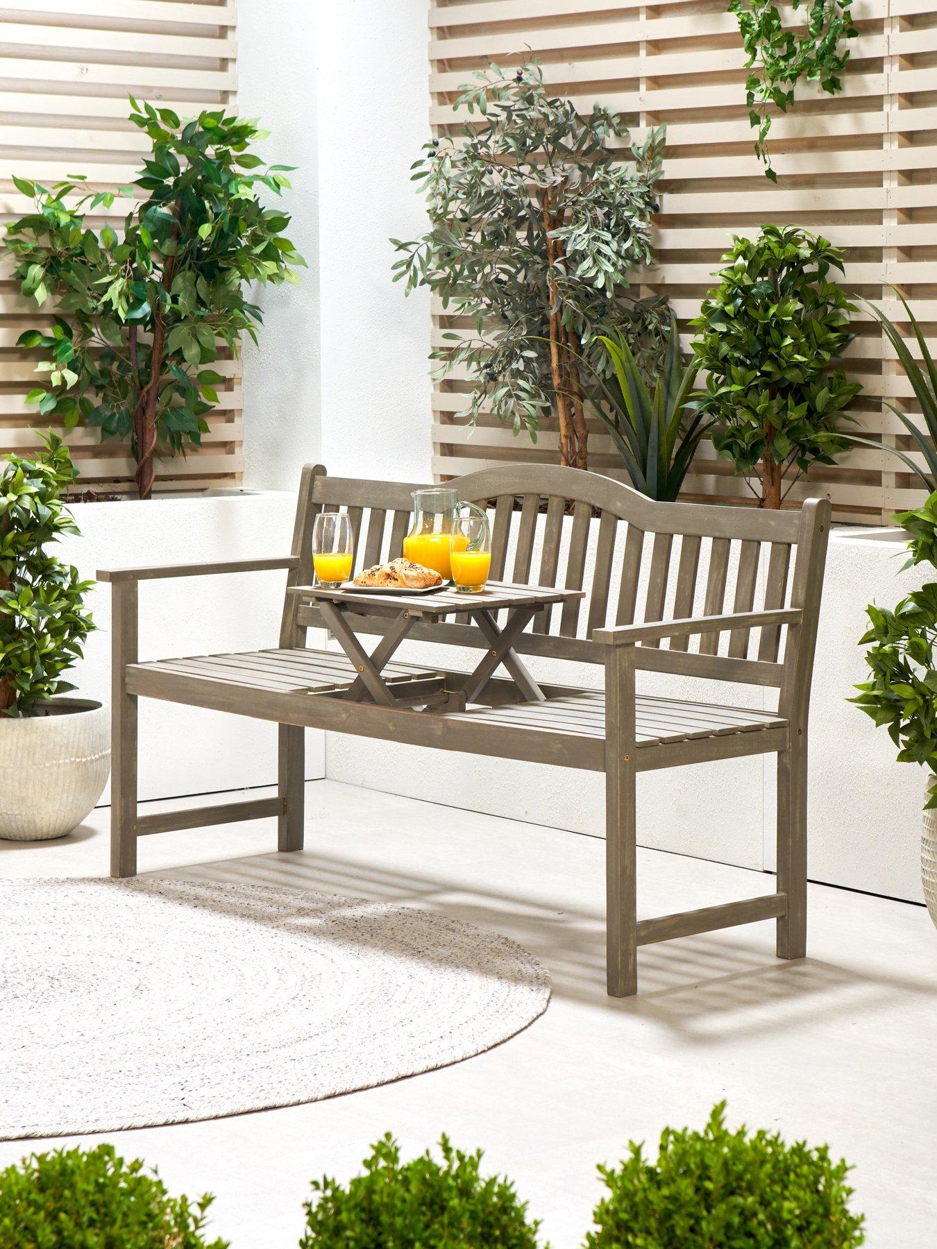 undefined Richmond Antique Grey Outdoor Bench with Pop Up Table