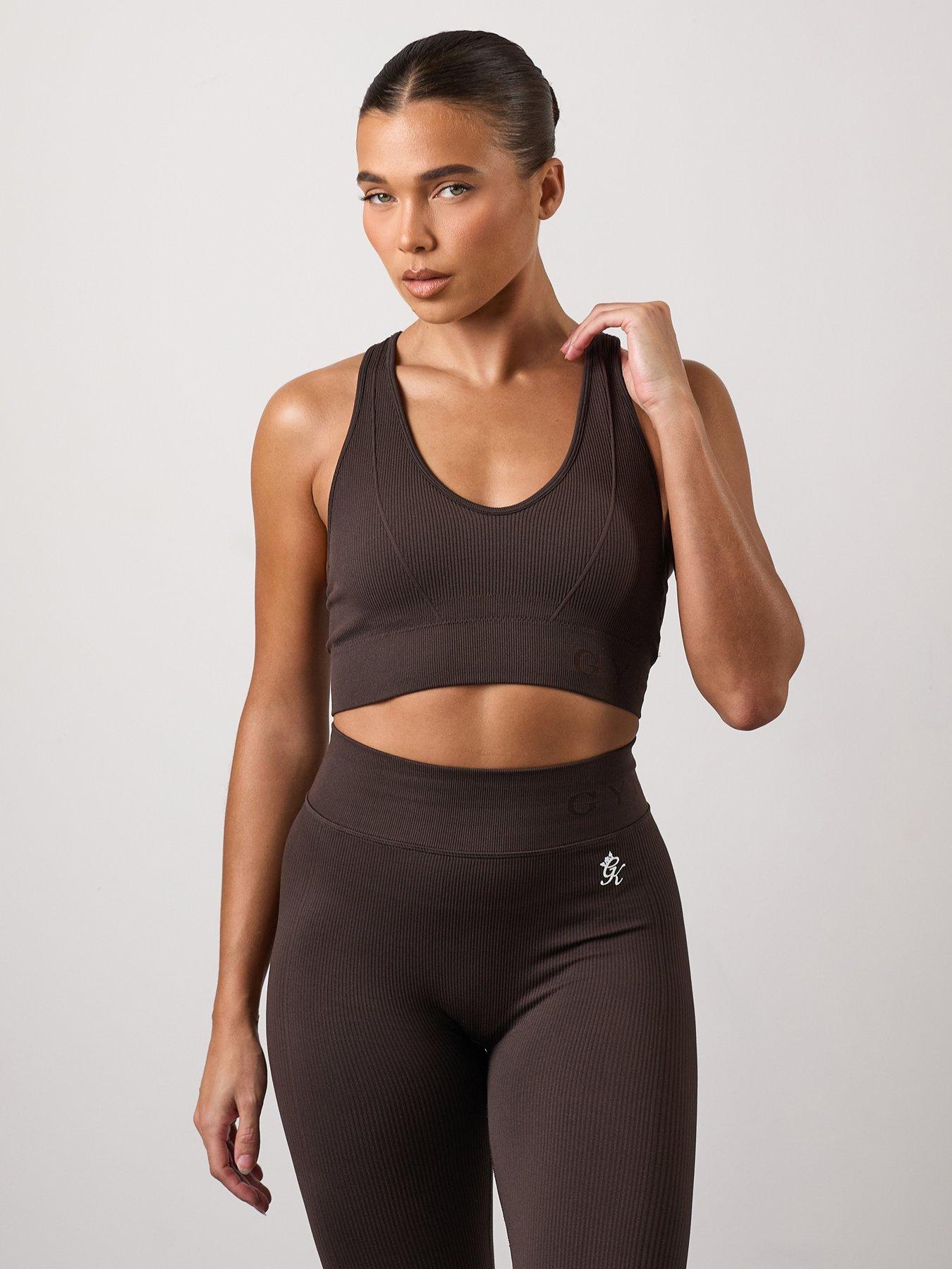  image of gym-king-womens-formation-rib-bra-brown