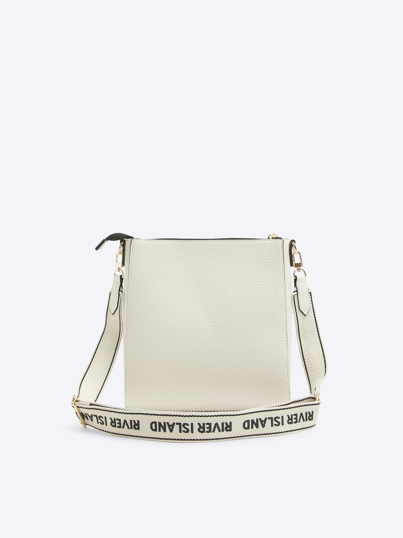 River Island Debossed Messenger Bag Cream Littlewoods