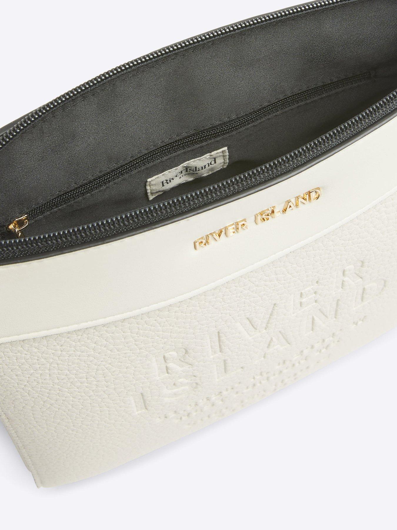 River Island Debossed Messenger Bag Cream Littlewoods