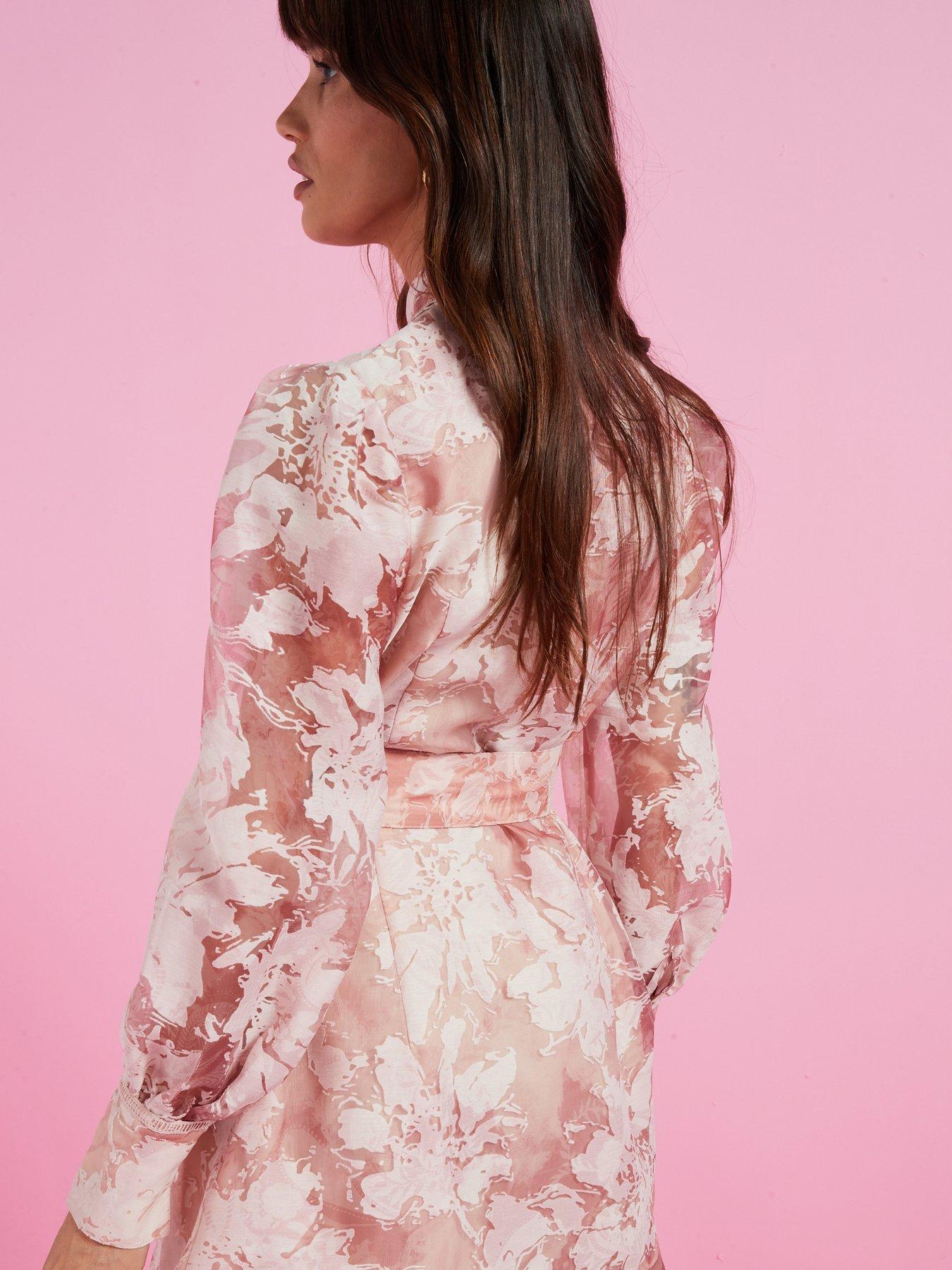 River Island Western Floral Print Shirt Dress Pink Littlewoods