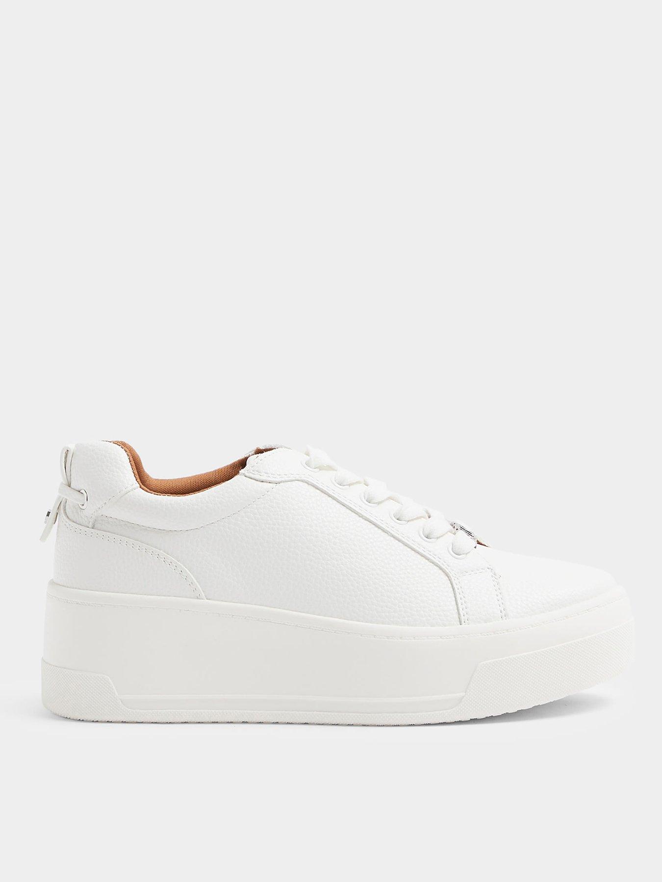  image of river-island-platform-lace-up-trainers-white