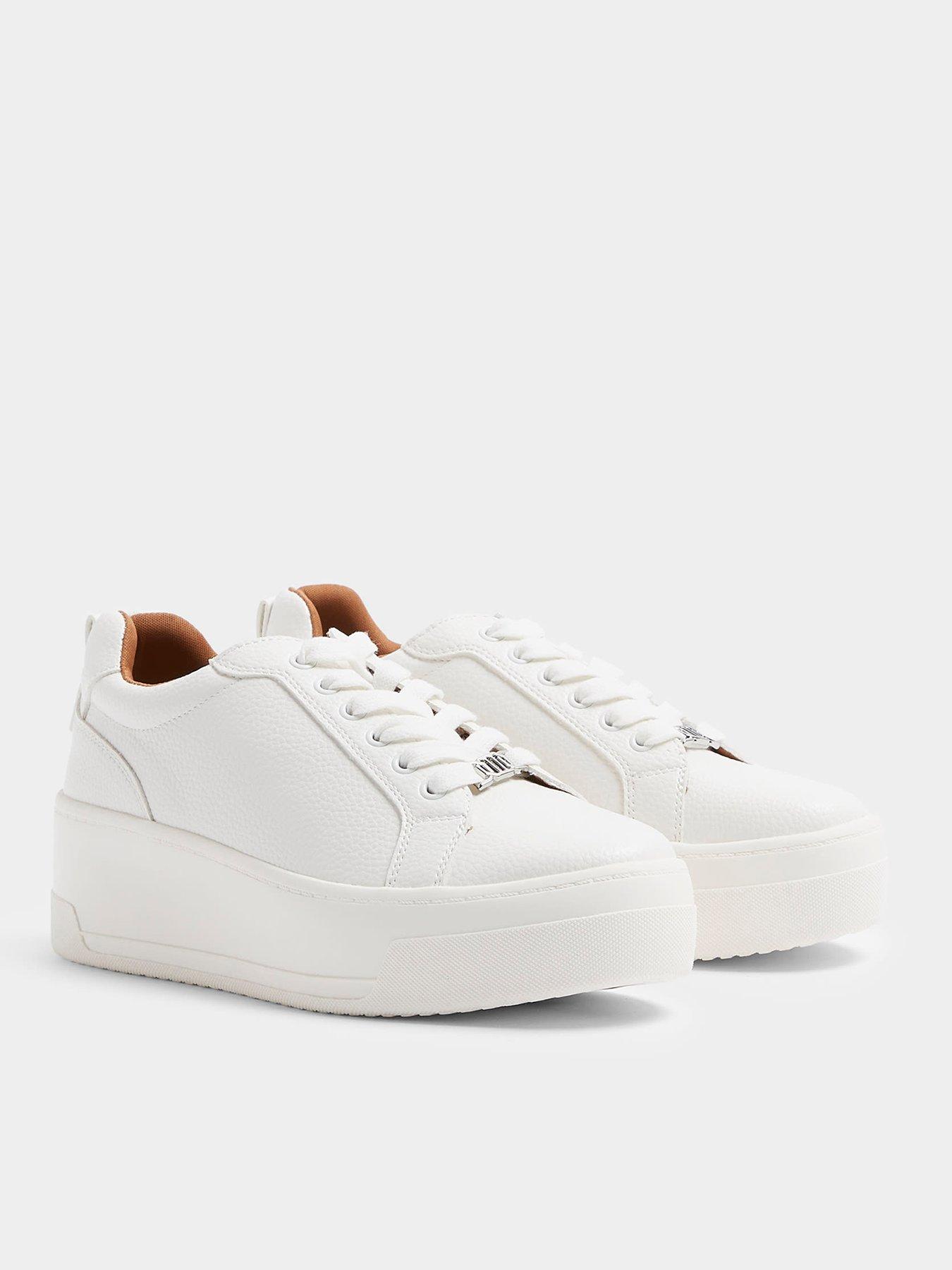  image of river-island-platform-lace-up-trainers-white