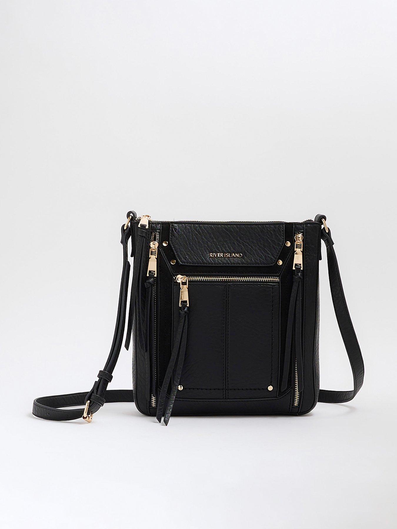 River Island Panelled Zip Messenger Bag Black Littlewoods
