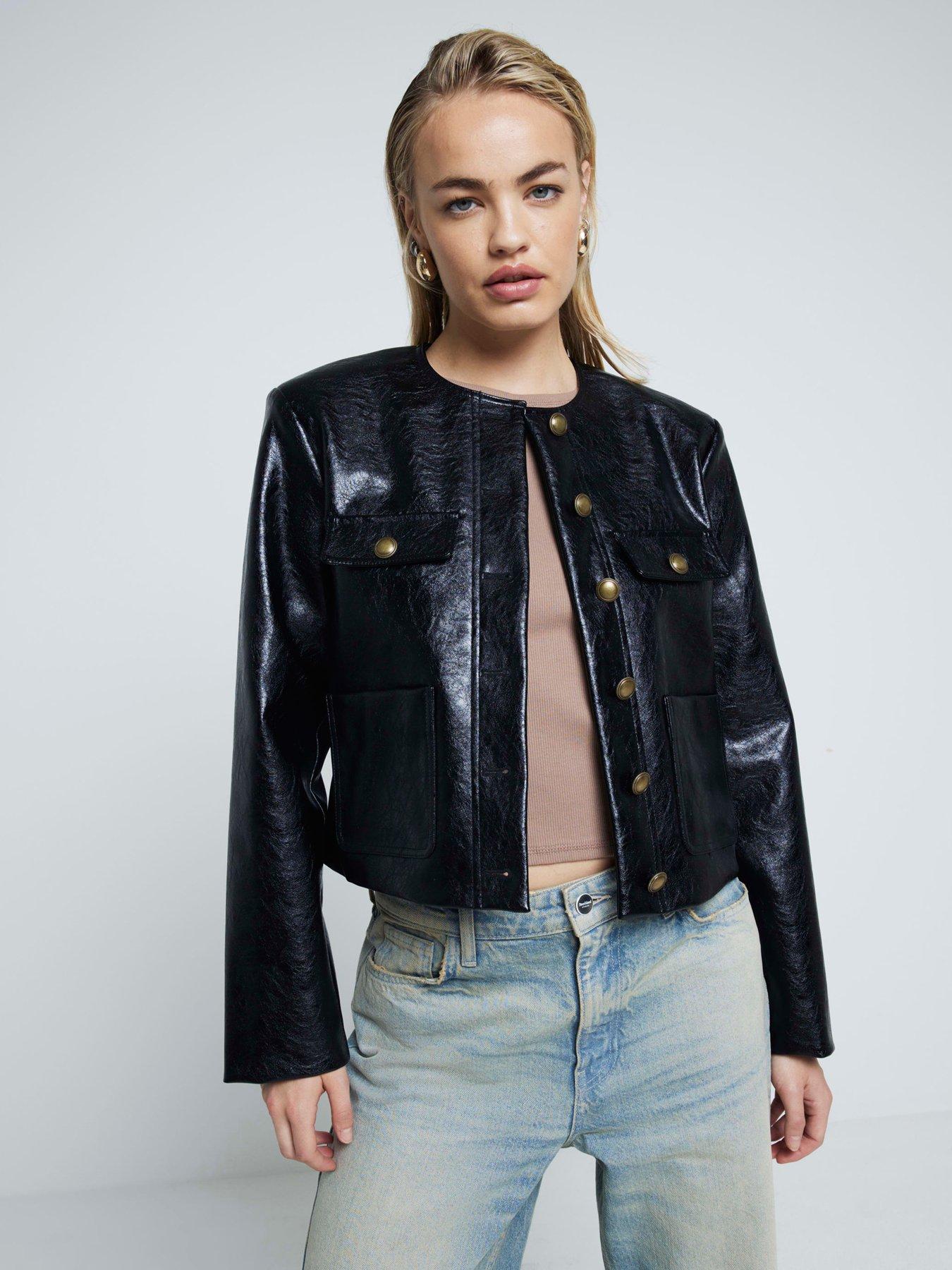 Black jacket river island best sale