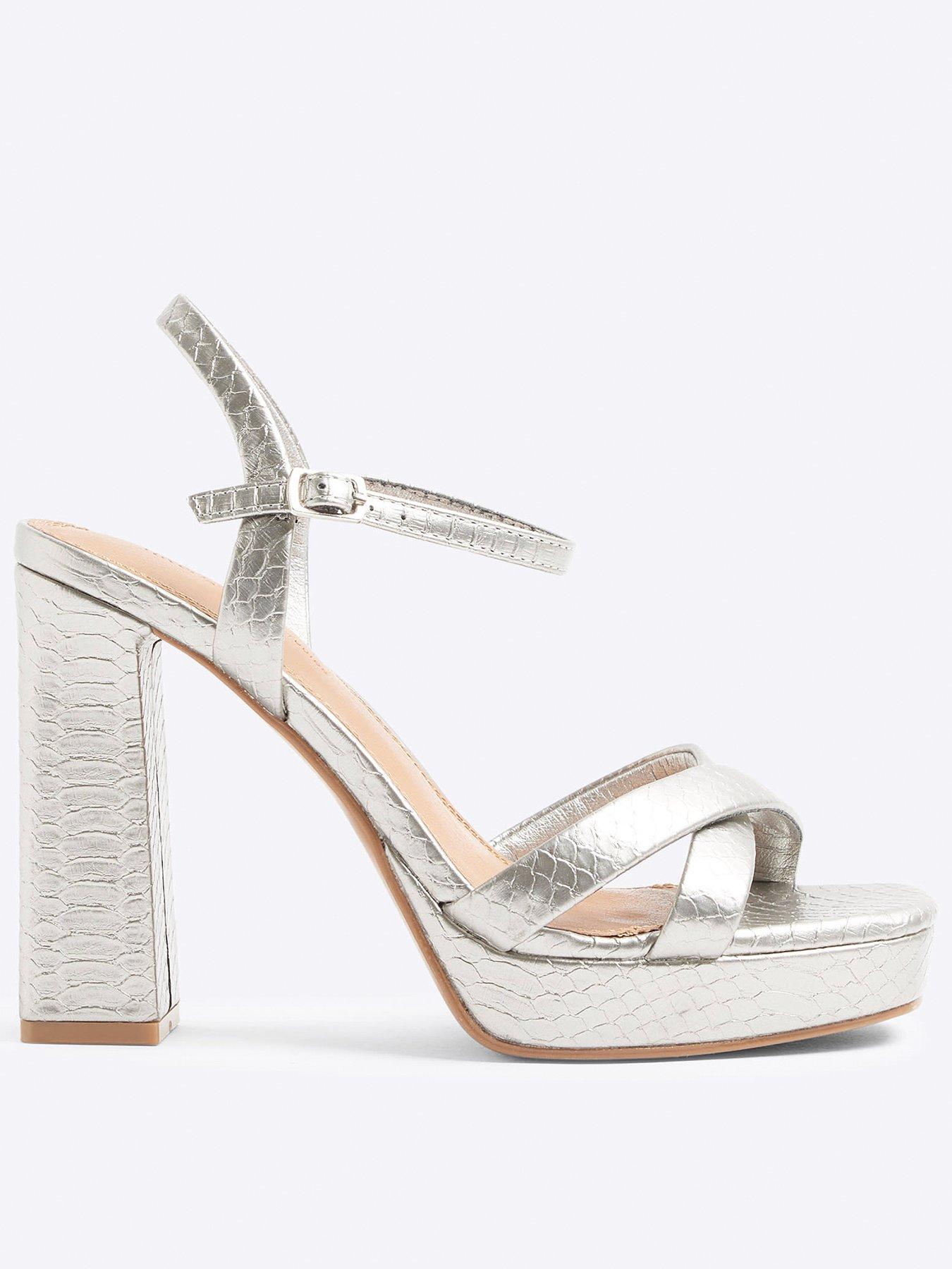 River island silver heels on sale