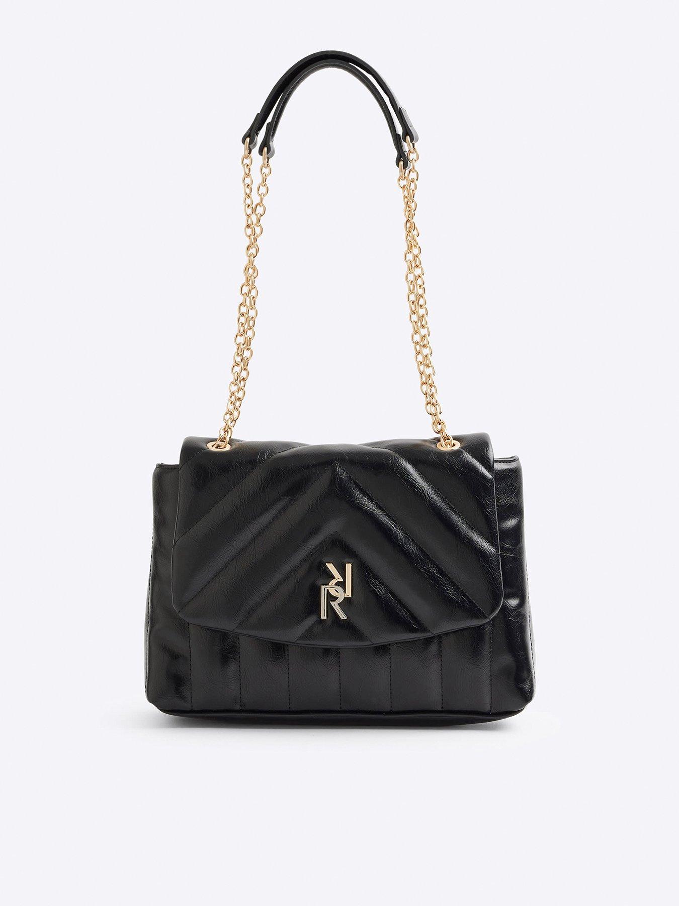 River Island Soft Quilted Chain Shoulder Bag Black Littlewoods