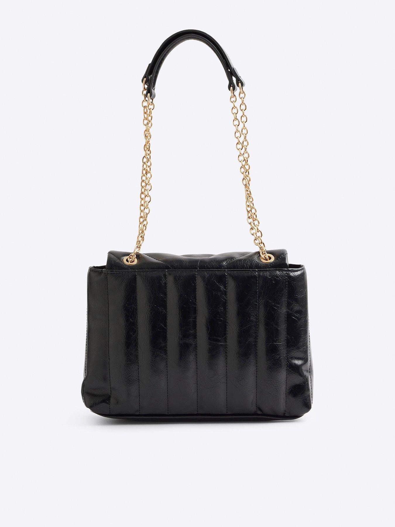 Soft Quilted Chain Shoulder Bag Black